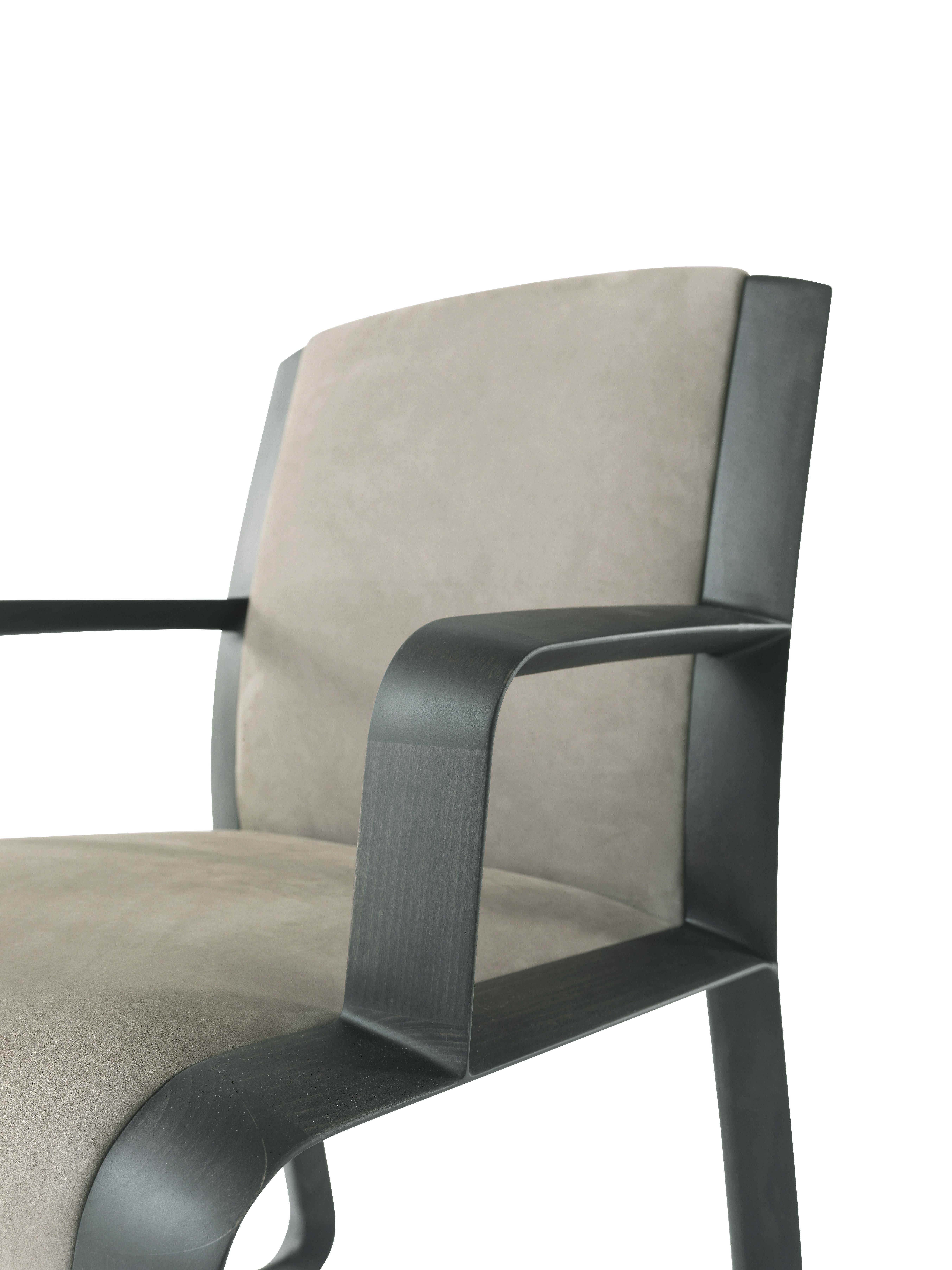 Italian 21st Century Wynwood Chair with Armrests in Leather by Gianfranco Ferré Home For Sale