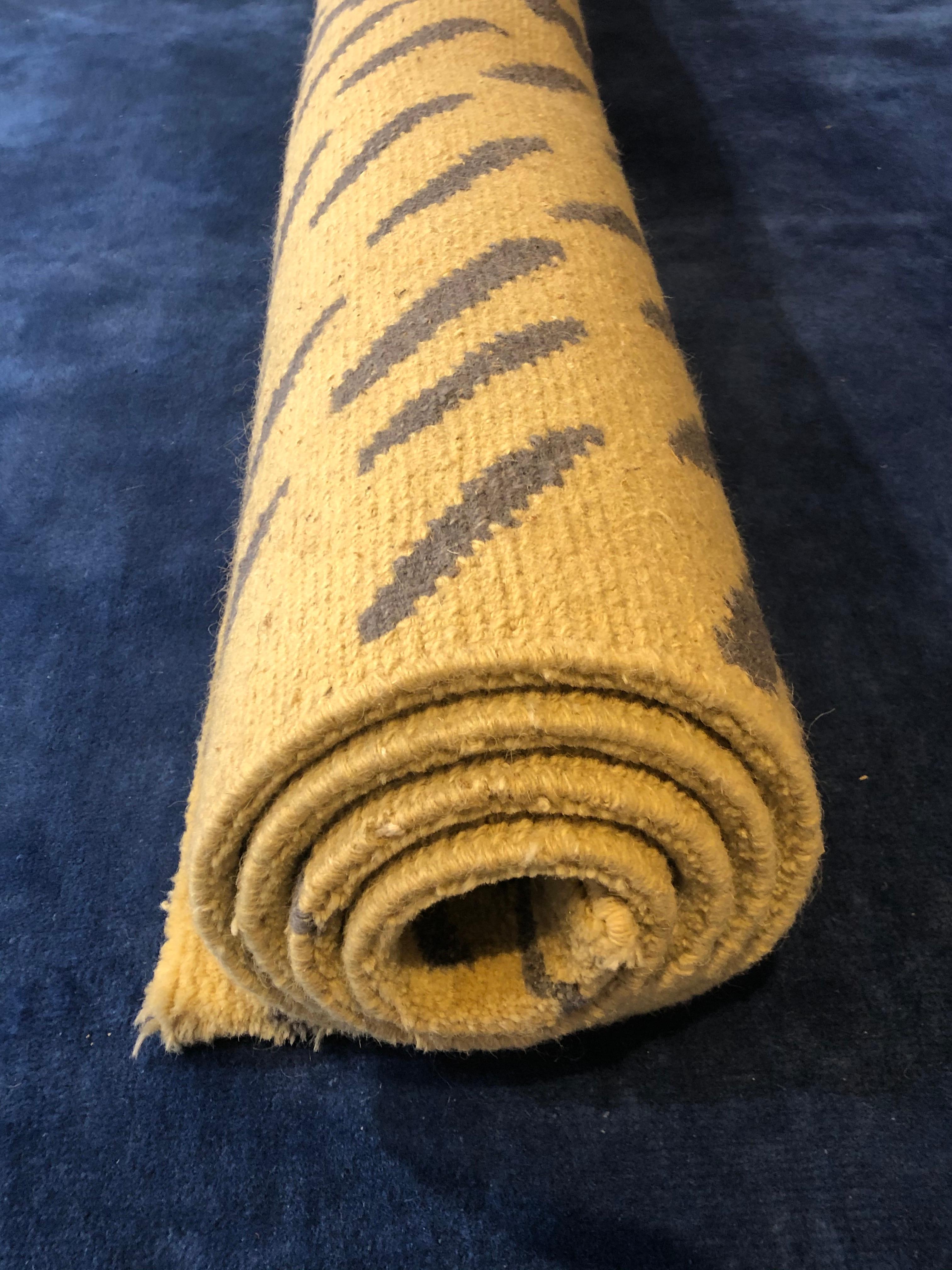 21st Century Yellow and Brown Tibetan Tiger Mantle Rug, circa 2019 For Sale 7