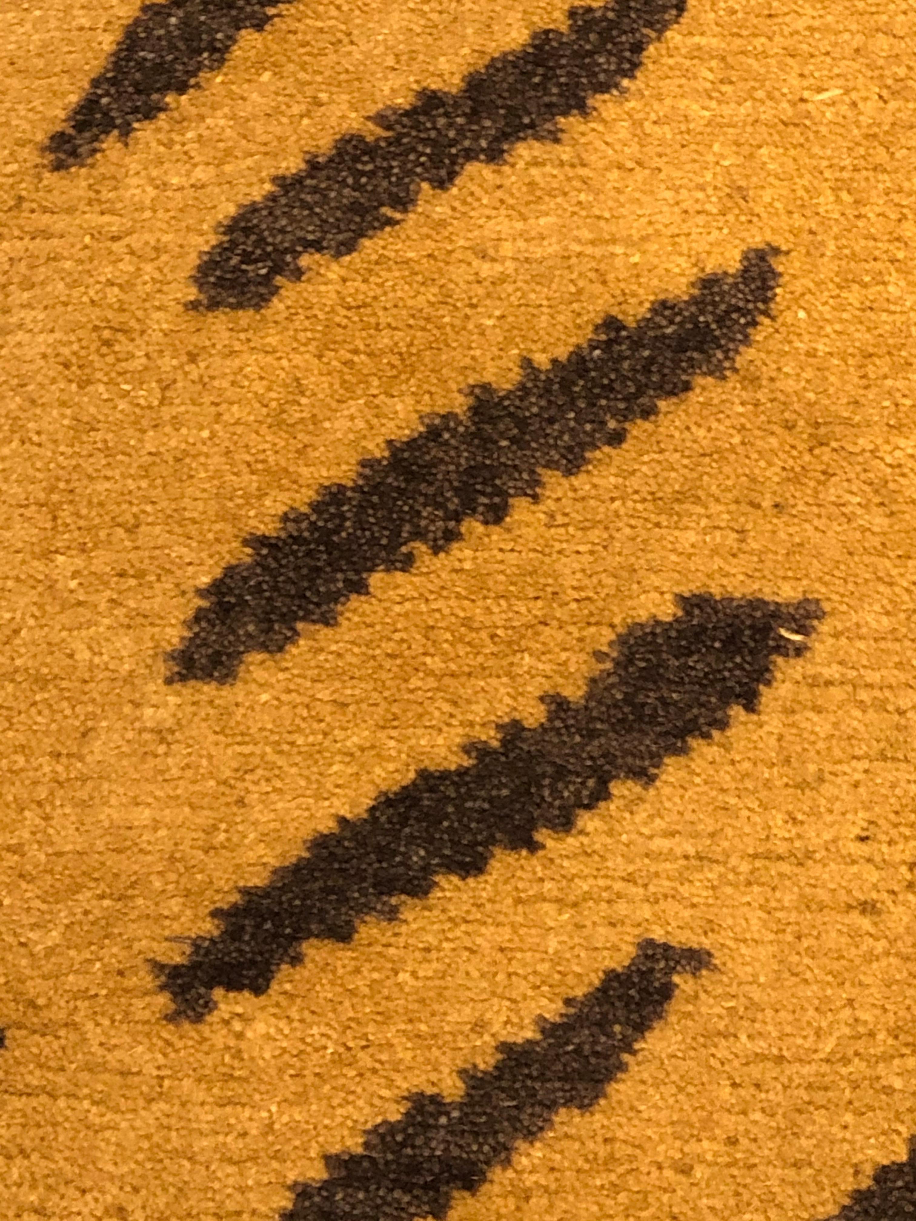 Contemporary 21st Century Yellow and Brown Tibetan Tiger Mantle Rug, circa 2019 For Sale