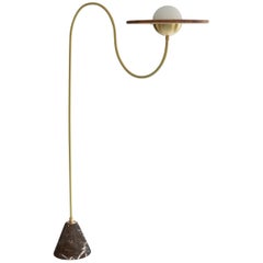 21st Century Yellow Floor Lamp with Cane, Black Marble and Brass