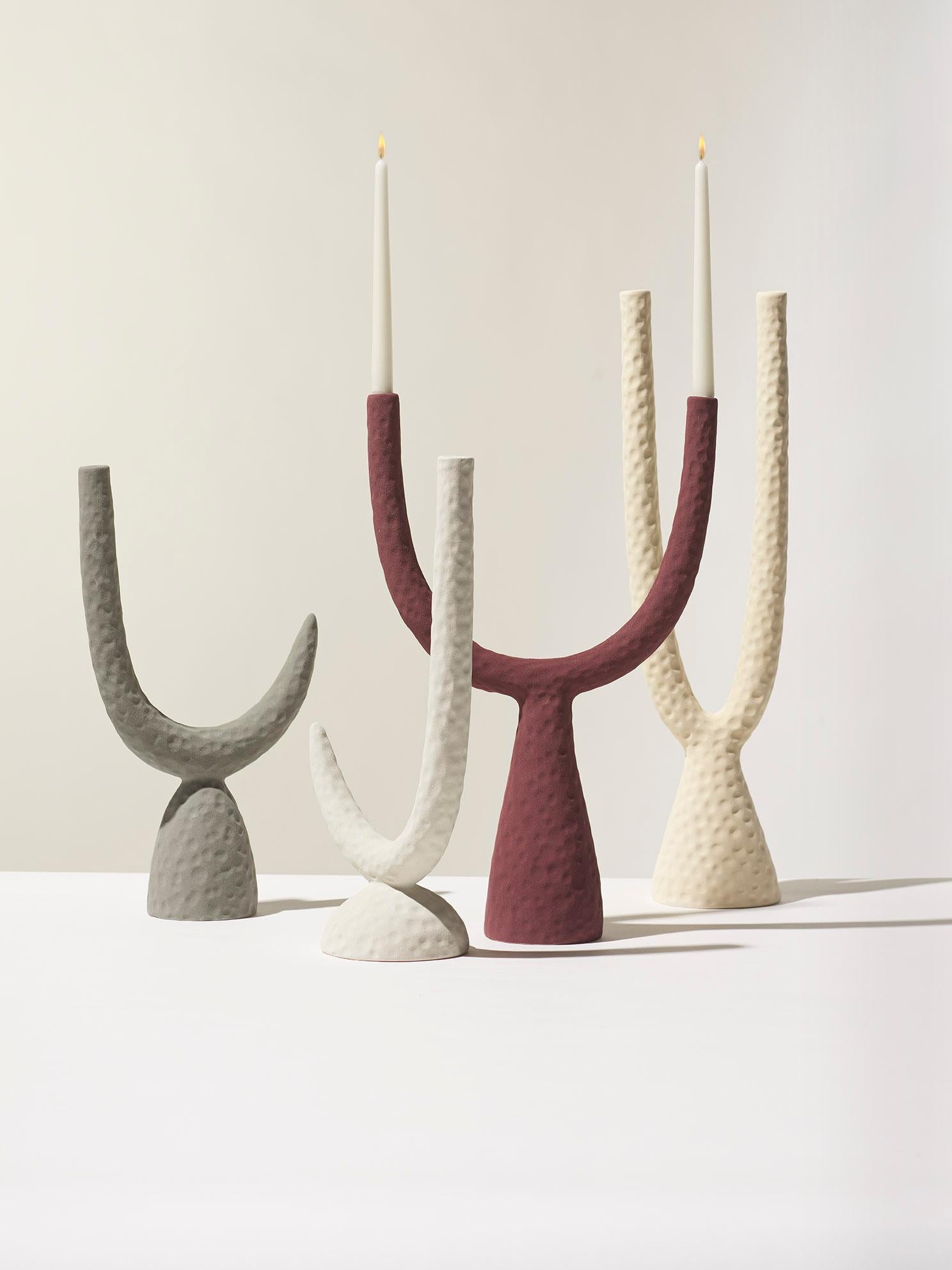 Gelber Pastell-Kerzenständer des 21. Jahrhunderts von Ceramica Gatti, Designer A. Anastasio (Moderne) im Angebot