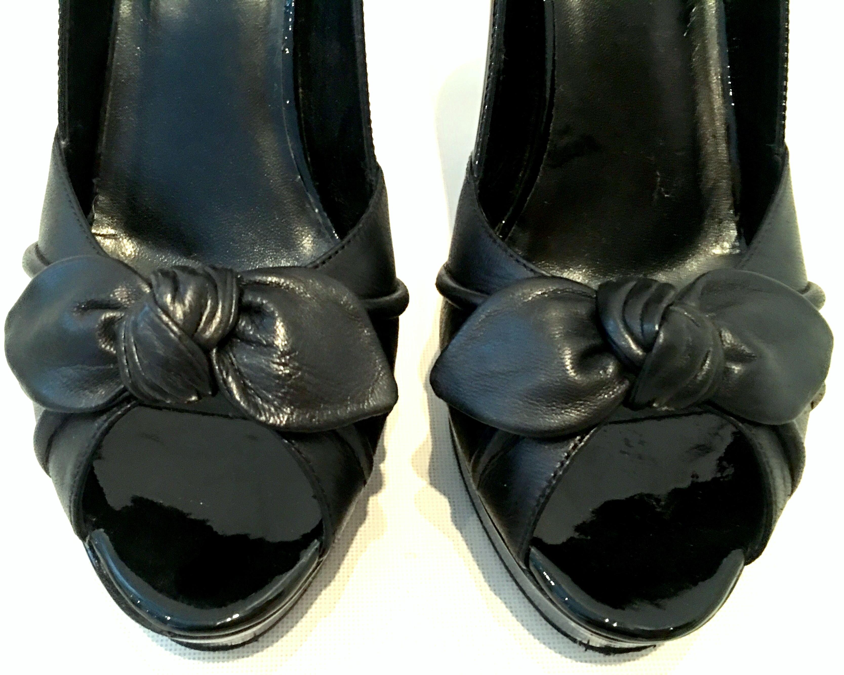 21st Century Yves Saint Laurent Paris Black Peep Toe Platform Shoes-Size 39 For Sale 6
