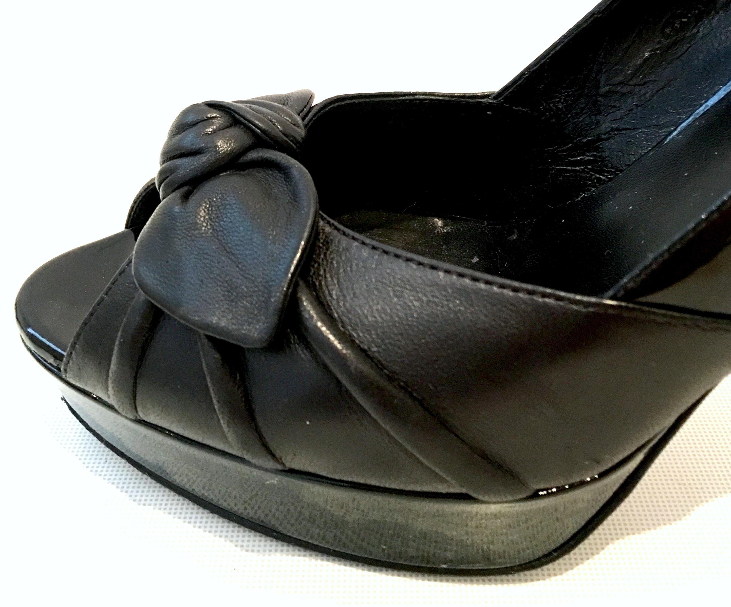 21st Century Yves Saint Laurent Paris Black Peep Toe Platform Shoes-Size 39 For Sale 7