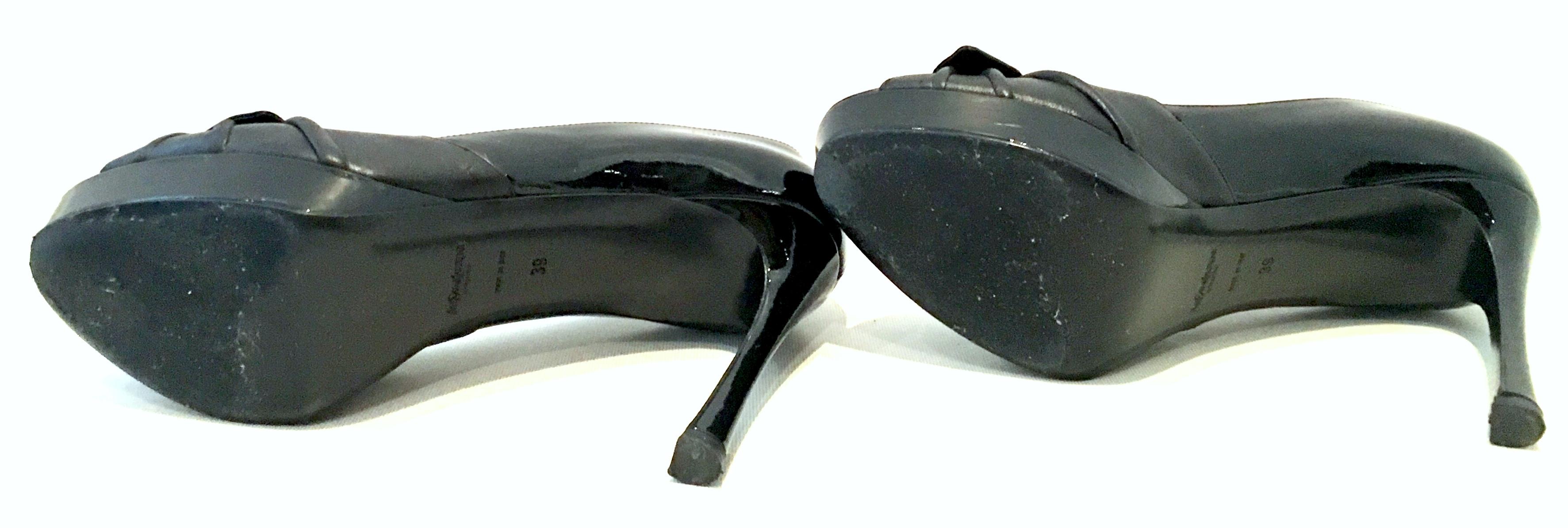 21st Century Yves Saint Laurent Paris Black Peep Toe Platform Shoes-Size 39 For Sale 9