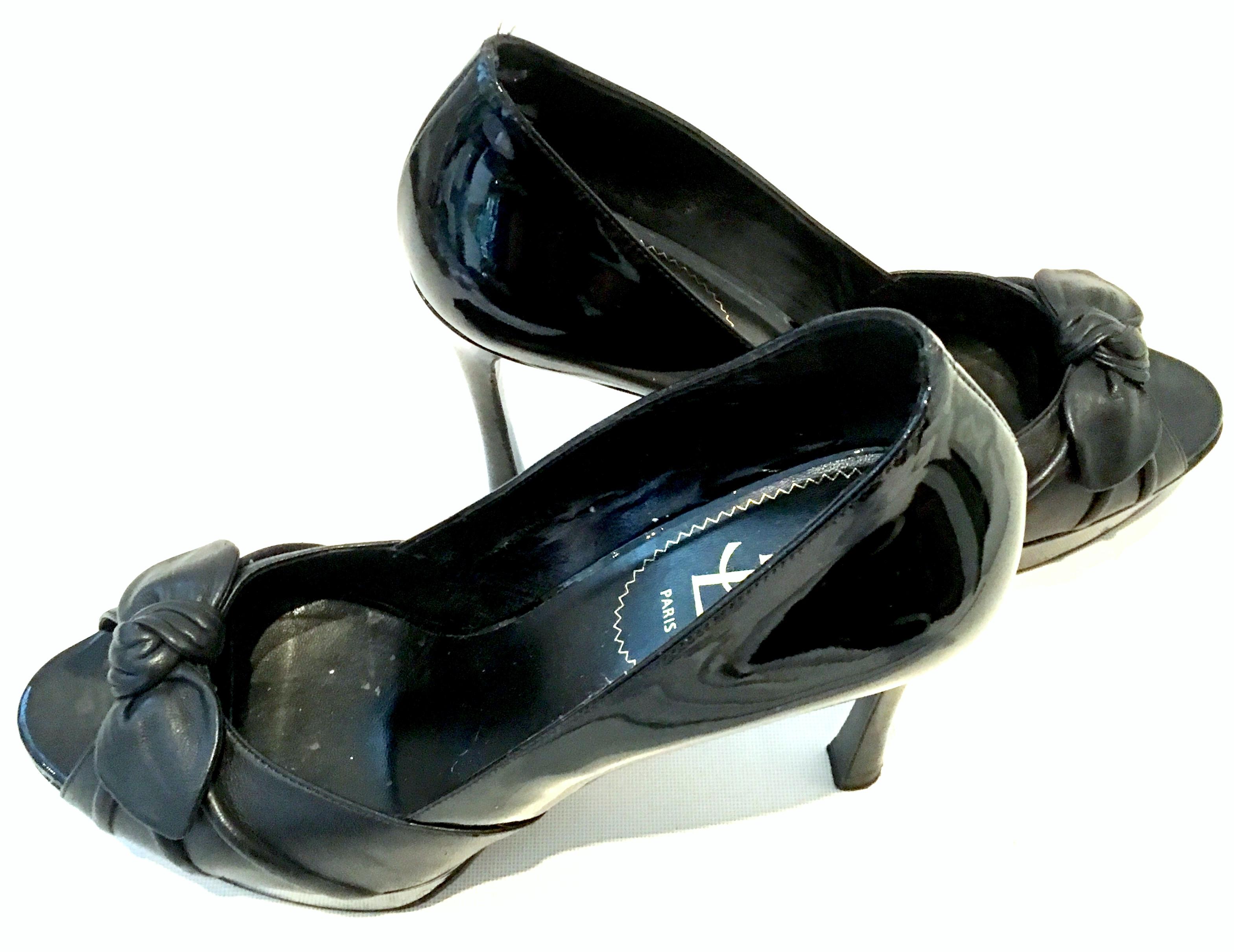 21st Century Yves Saint Laurent Paris Black Peep Toe Platform Shoes-Size 39 For Sale 2