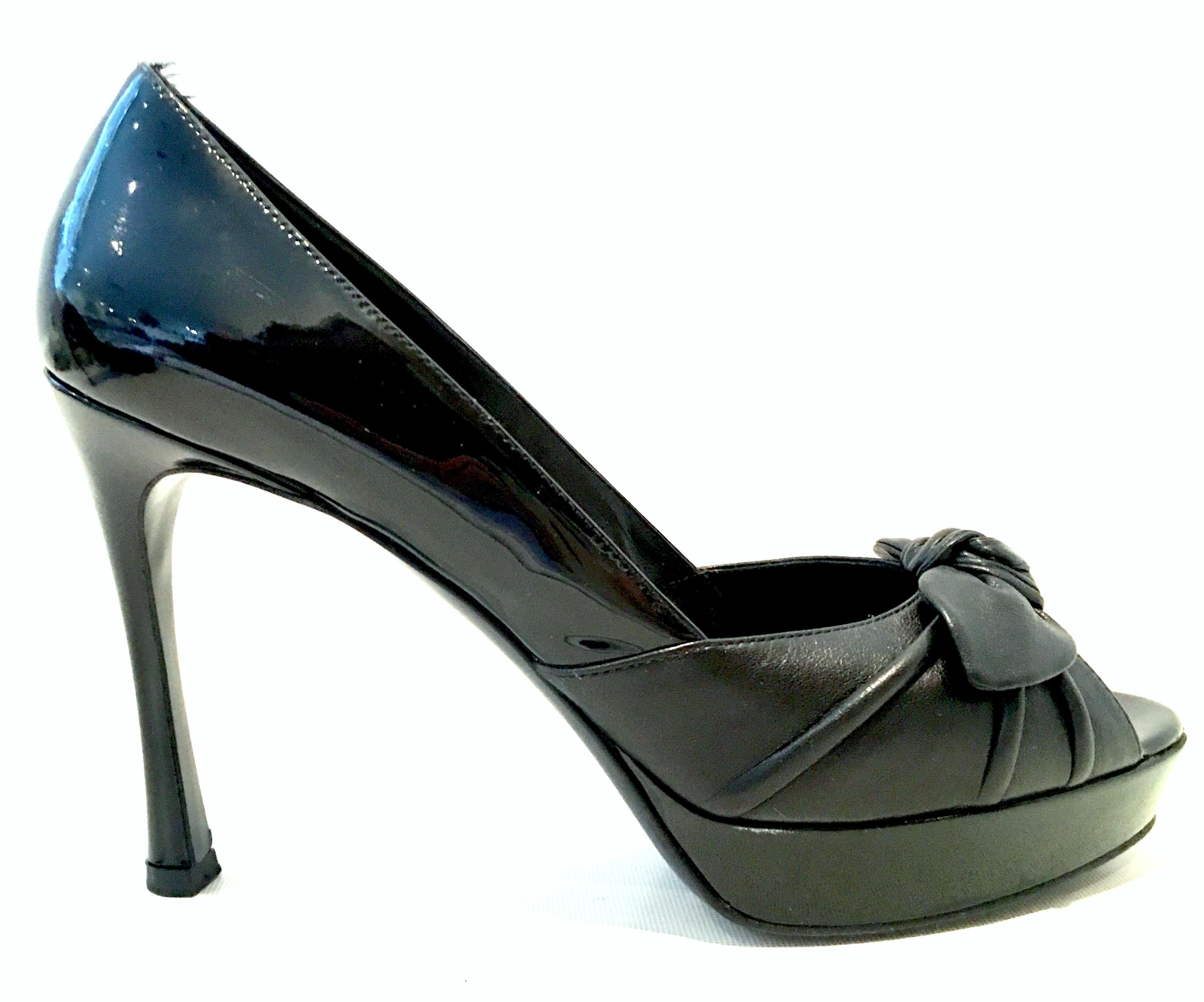 21st Century Yves Saint Laurent Paris Black Peep Toe Platform Shoes-Size 39 For Sale 4