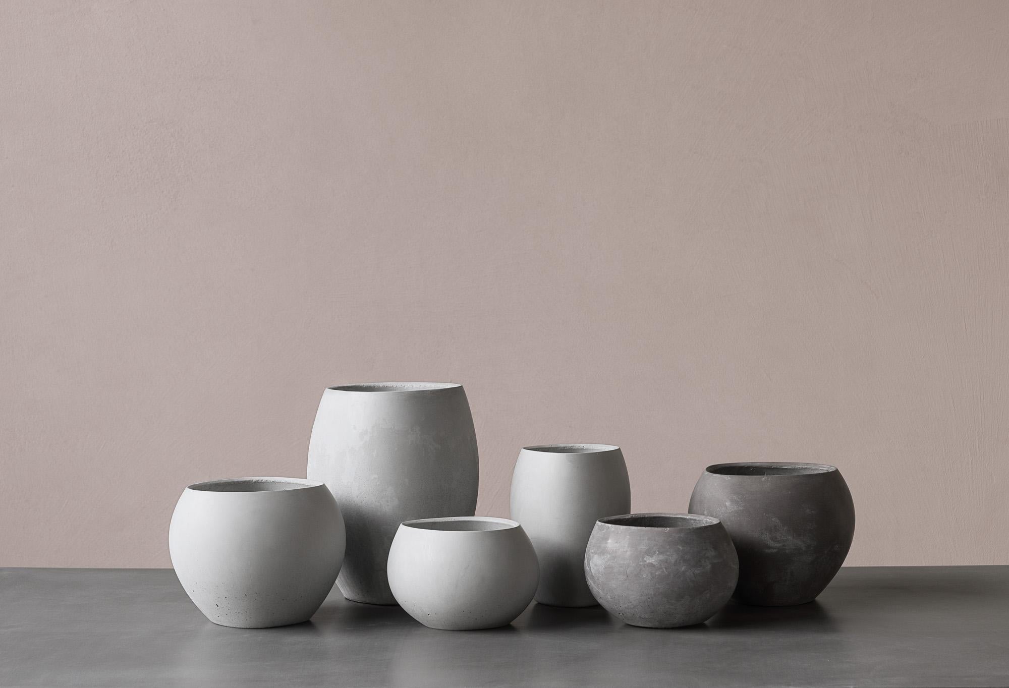 Cement 21st Century Zazen Collection Concrete Vase Dark Grey Color, Mod. II For Sale