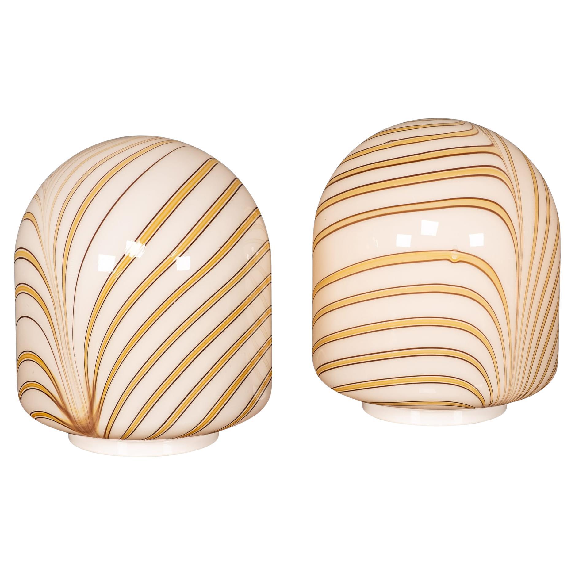 21st CenturyPair Of Italian Hand Blown Glass Table Lamps, Murano For Sale