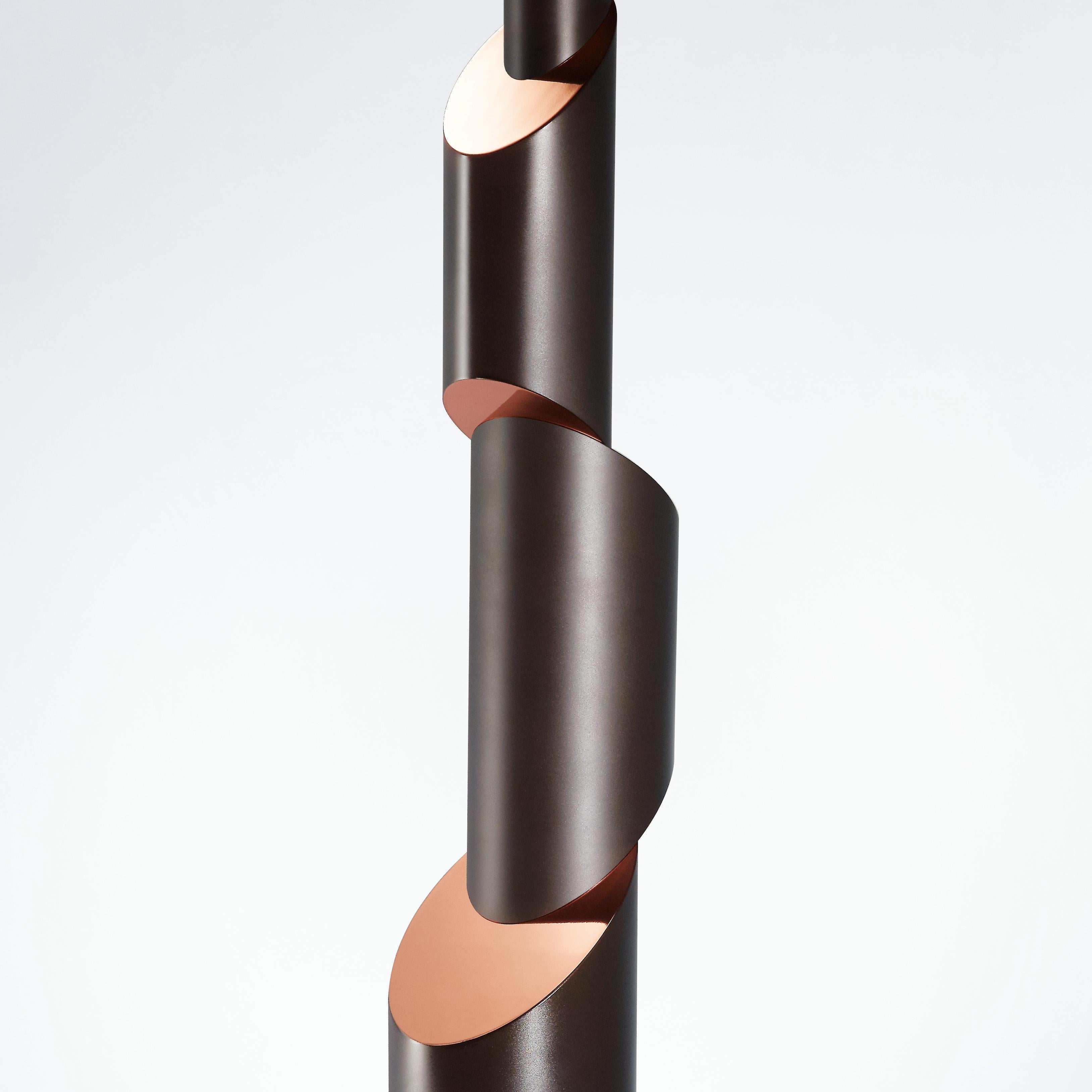 French 21st Century Design Totem I Floor lamp with Smoked Nickel and Copper Finish