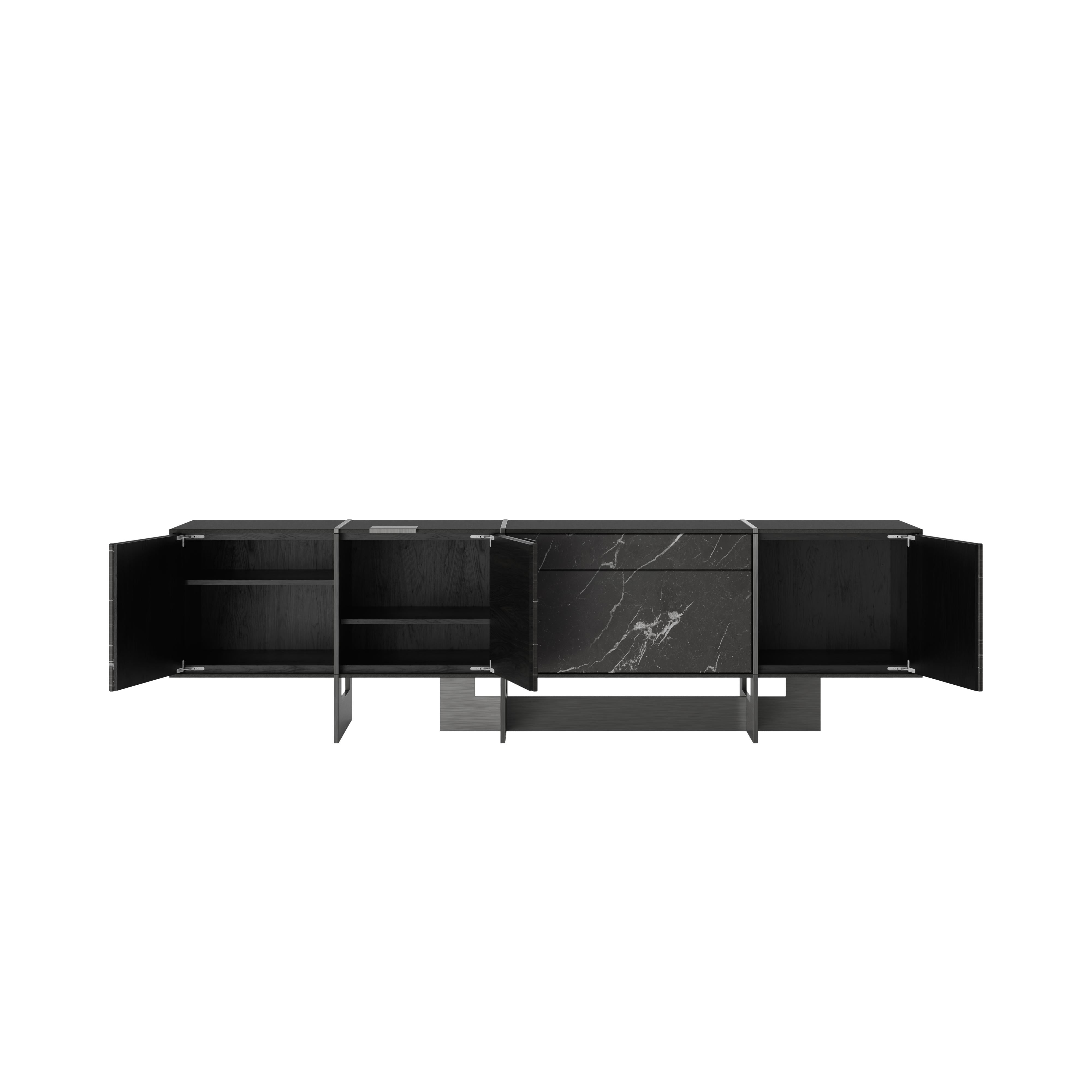 Brass 21st Coloma TV Unit American Grey Kenzo Made in Portugal by Porus Studio For Sale