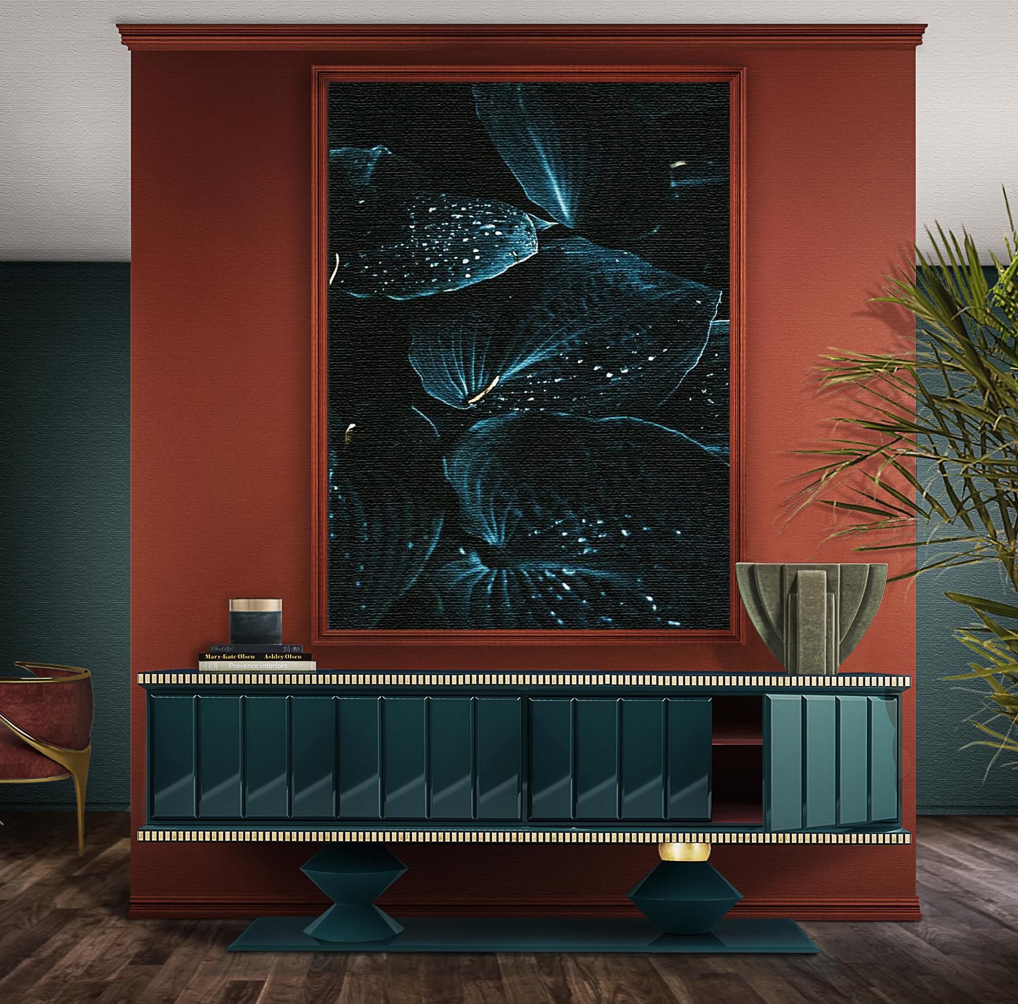 21st Cortez Sideboard Lacquered Wood Gold Leaf Made in Portugal By Malabar For Sale 3