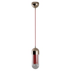 Lampada a sospensione 21st Denver in ottone con vetro trasparente di Creativemary