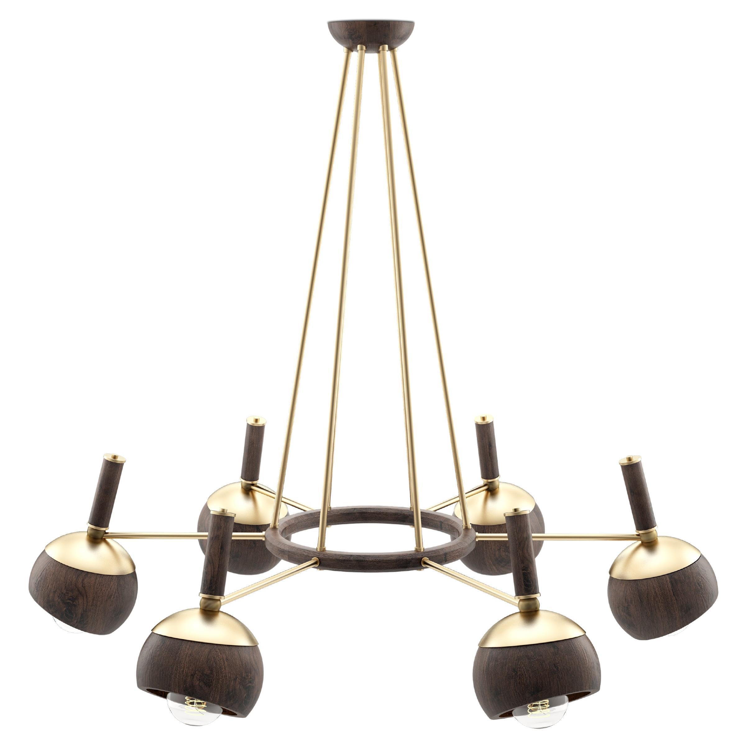 21st Essen Suspension Lamp Walnut Handmade in Portugal by Wood Tailors Club