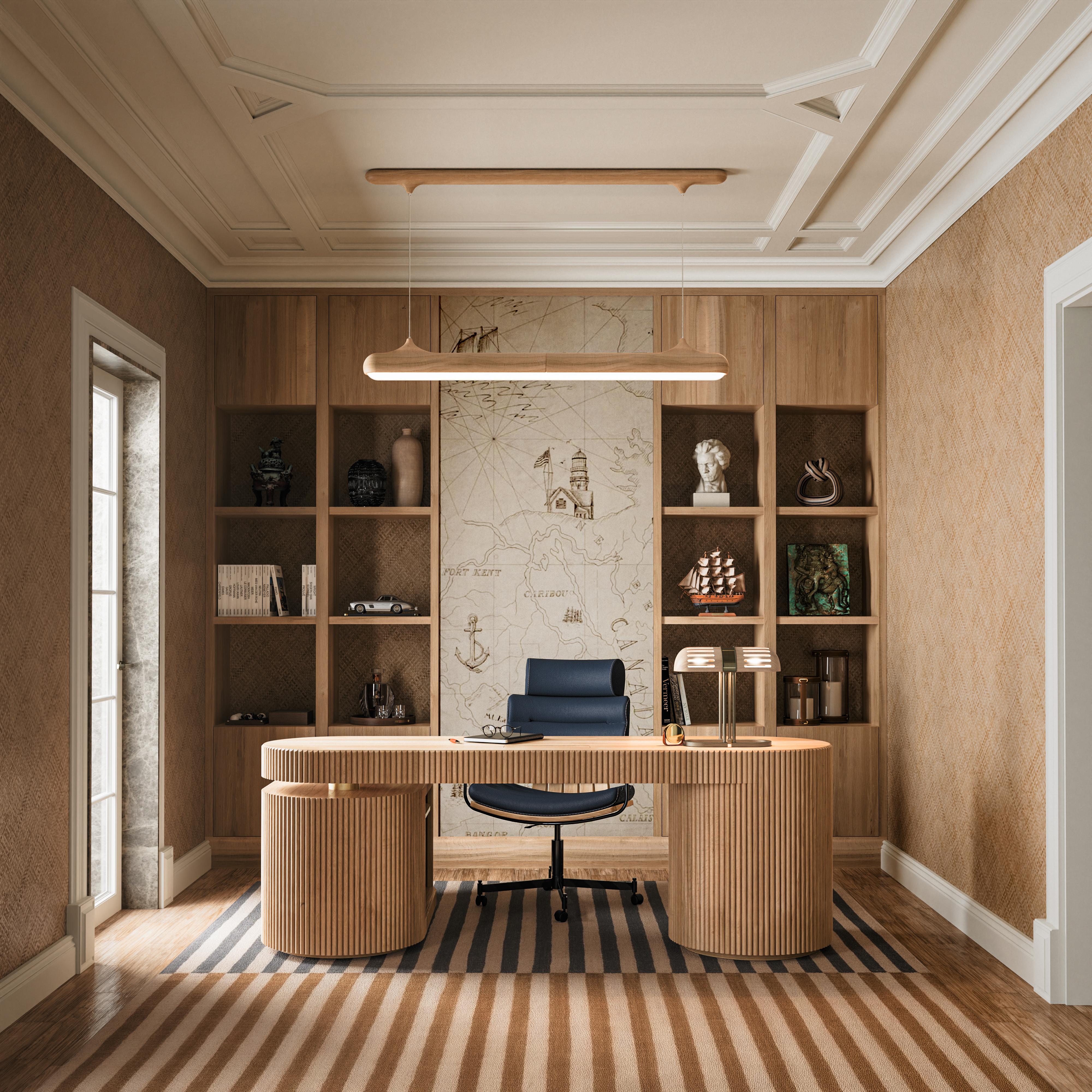 21° Scrivania Gifford in legno Oak e ottone, fatta a mano in Portogallo da Wood Tailors Club in vendita 4
