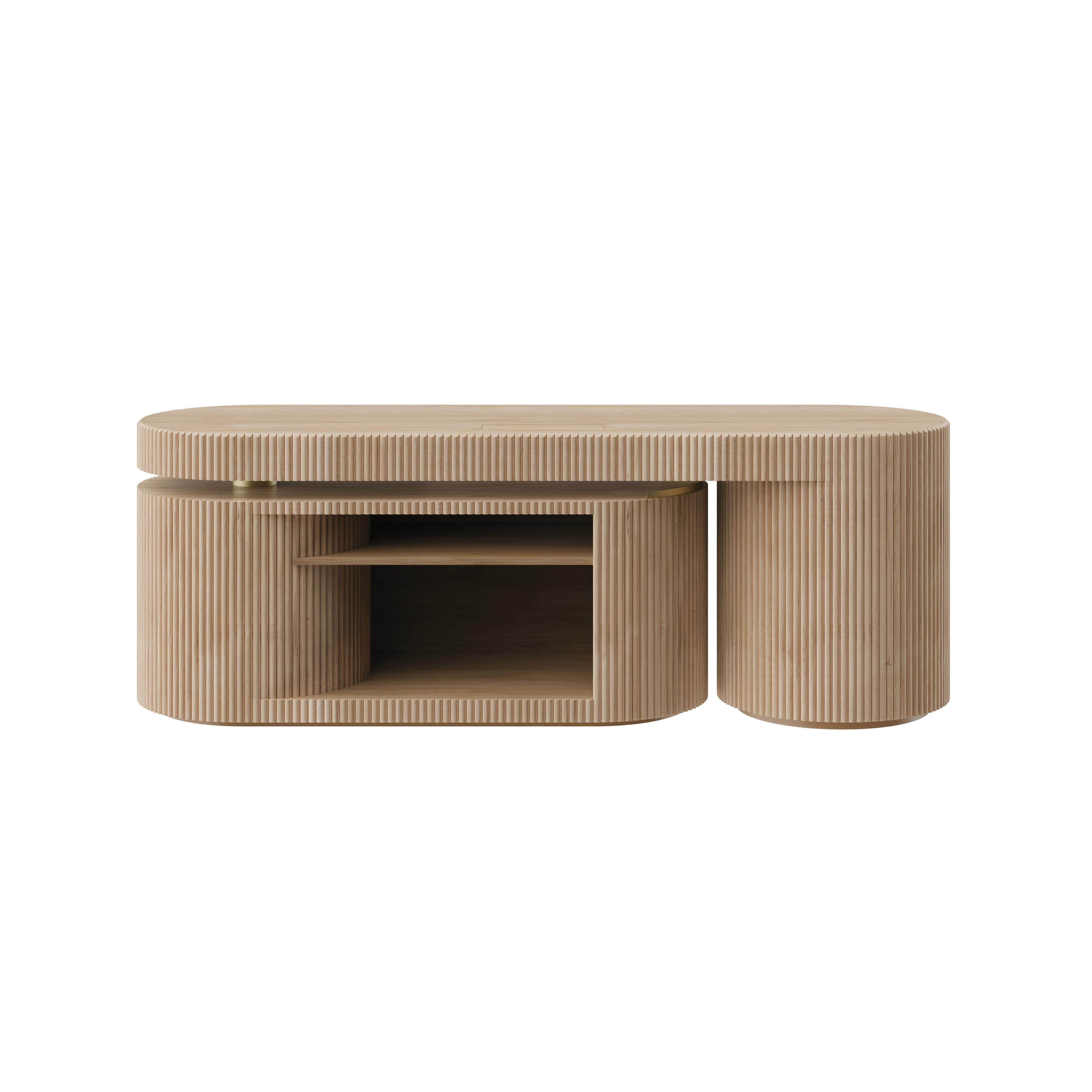 21° Scrivania Gifford in legno Oak e ottone, fatta a mano in Portogallo da Wood Tailors Club in vendita 1