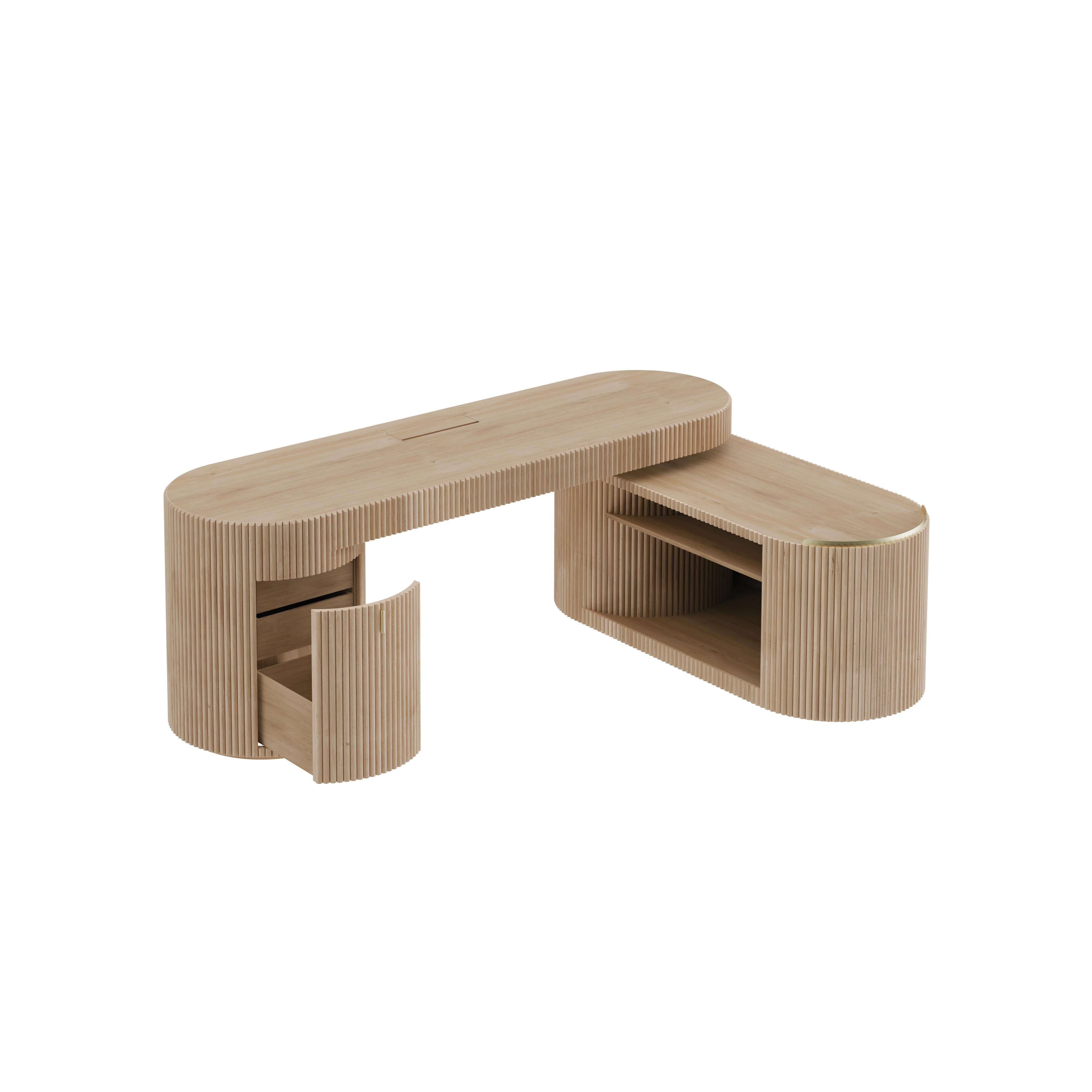 21° Scrivania Gifford in legno Oak e ottone, fatta a mano in Portogallo da Wood Tailors Club in vendita 2