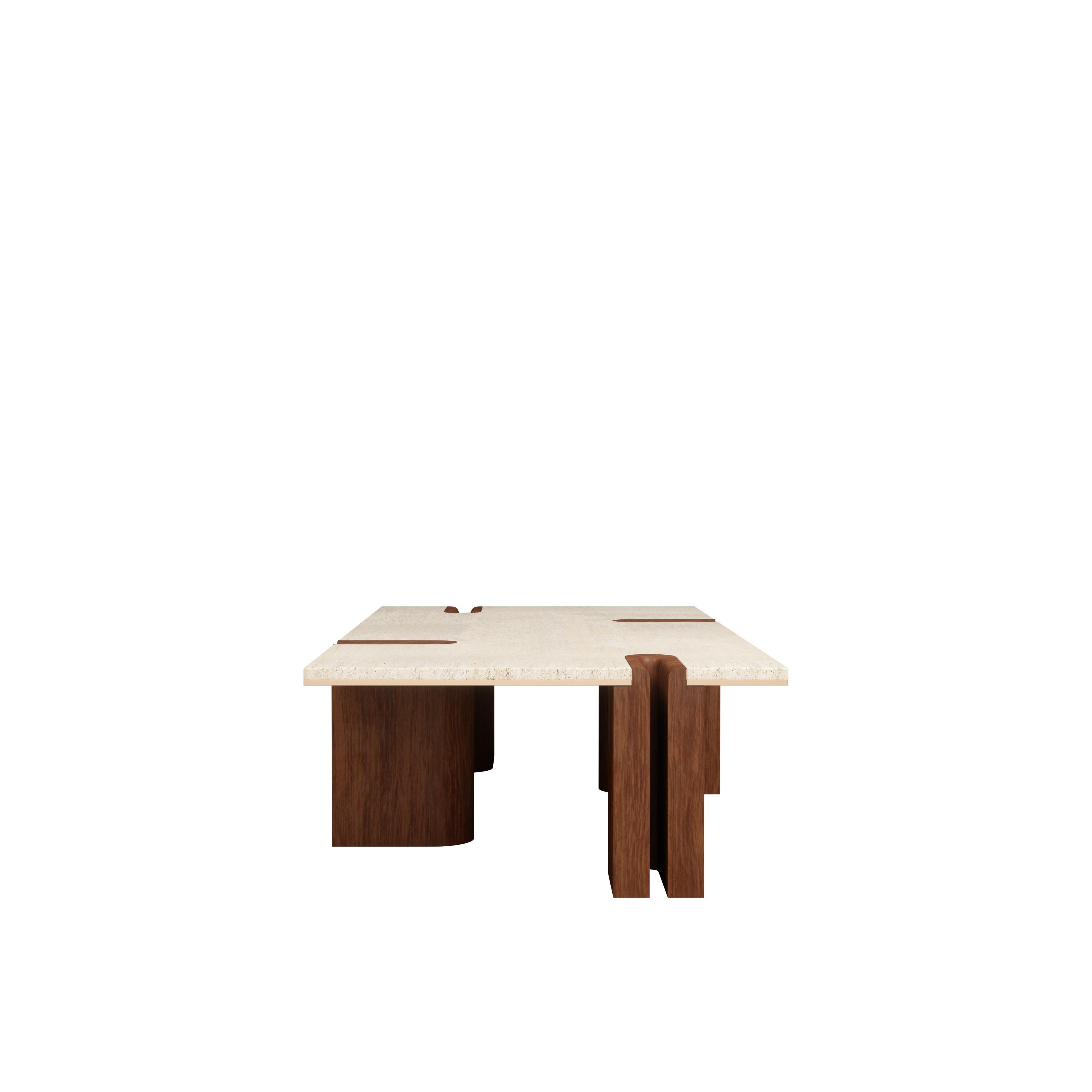 Contemporary 21st Grenville Center Table Tavetine Walnut Wood For Sale