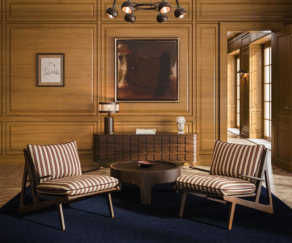 Brass 21st Hamilton Table Lamp Walnut Rattan Handmade in Portugal by Wood Tailors For Sale