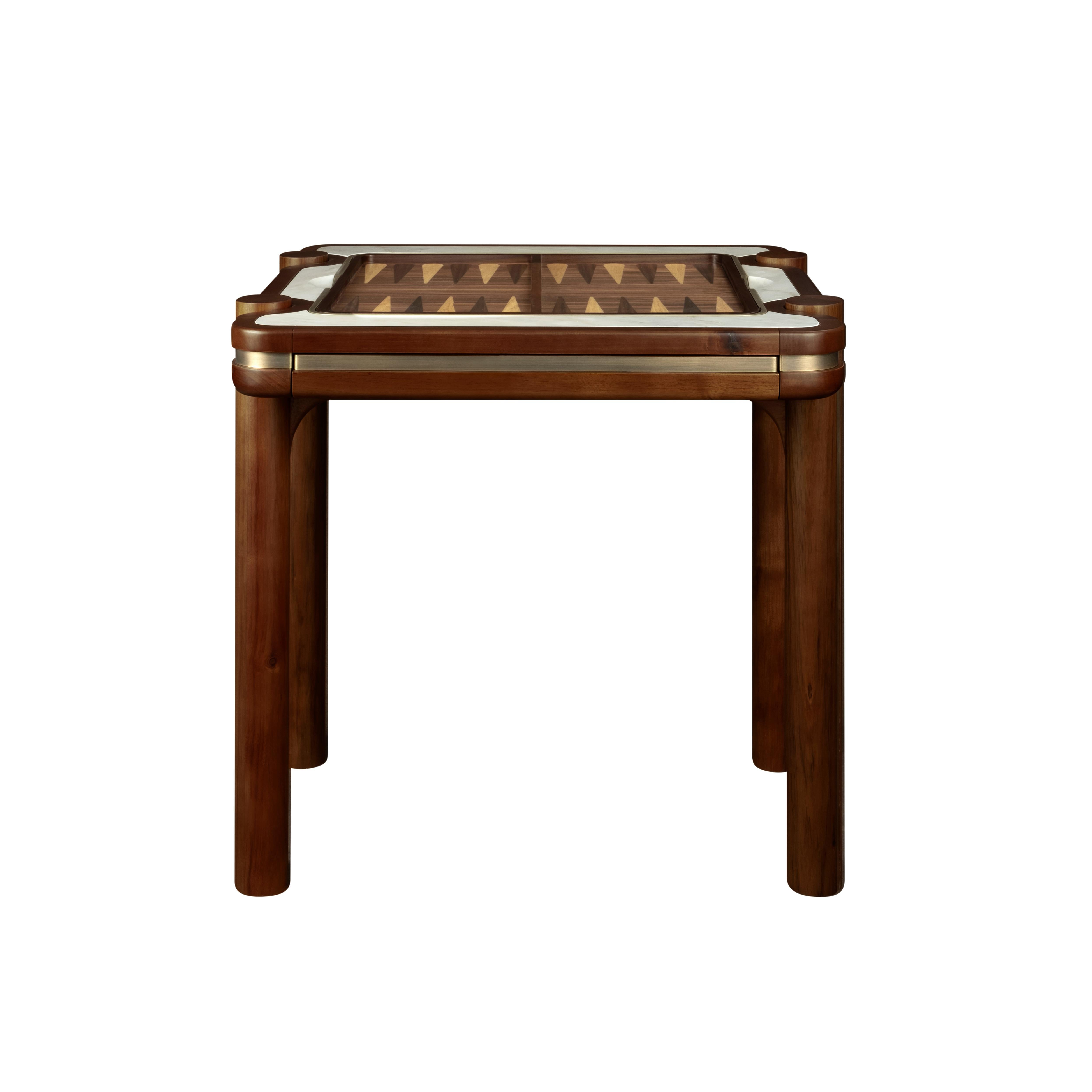 Portugais Table Backgammon du 21e siècle en marqueterie de marbre et de bois en vente