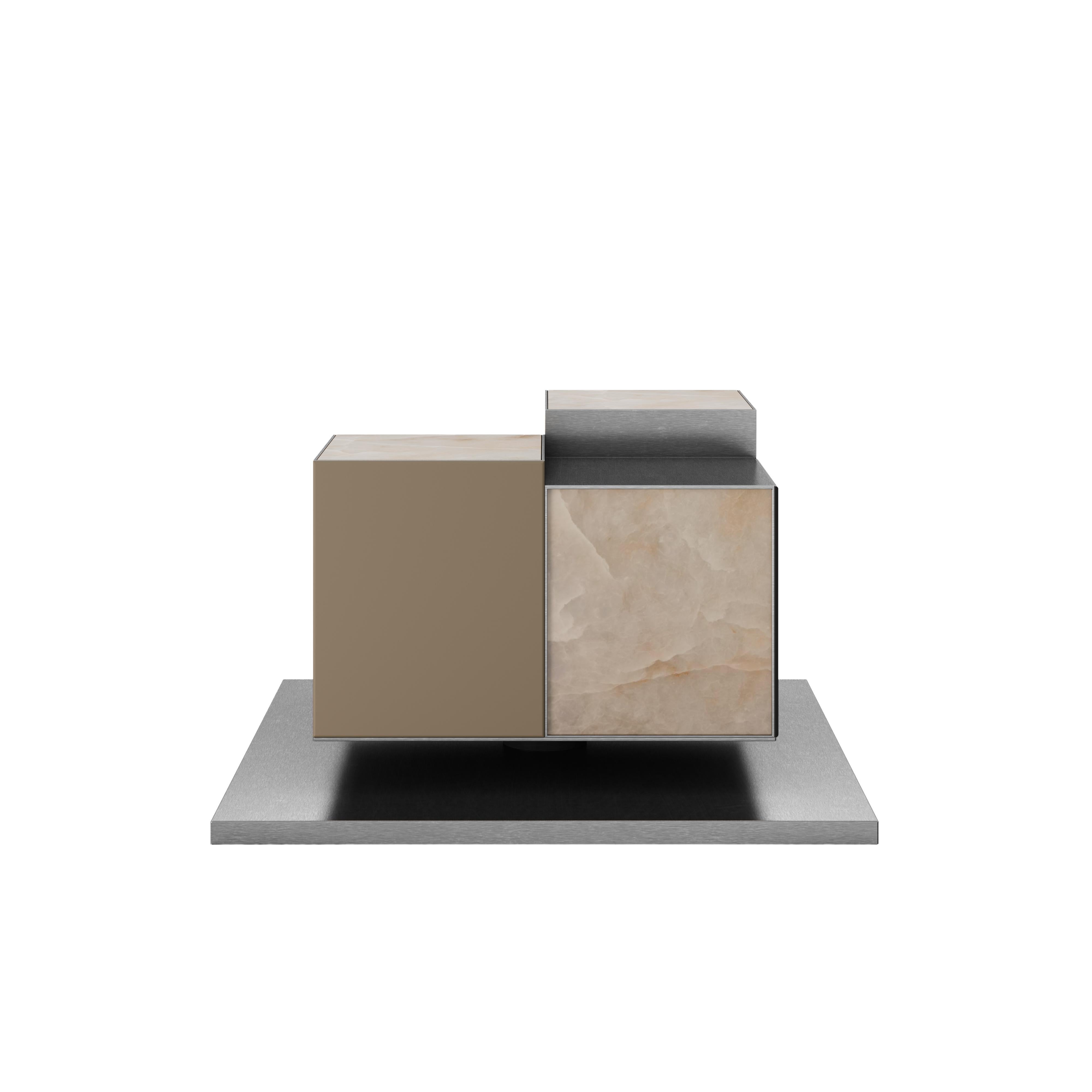 21st Hudson Side Table Illuminated Alabaster Steel  Made in Portugal by Porus (Portugiesisch) im Angebot