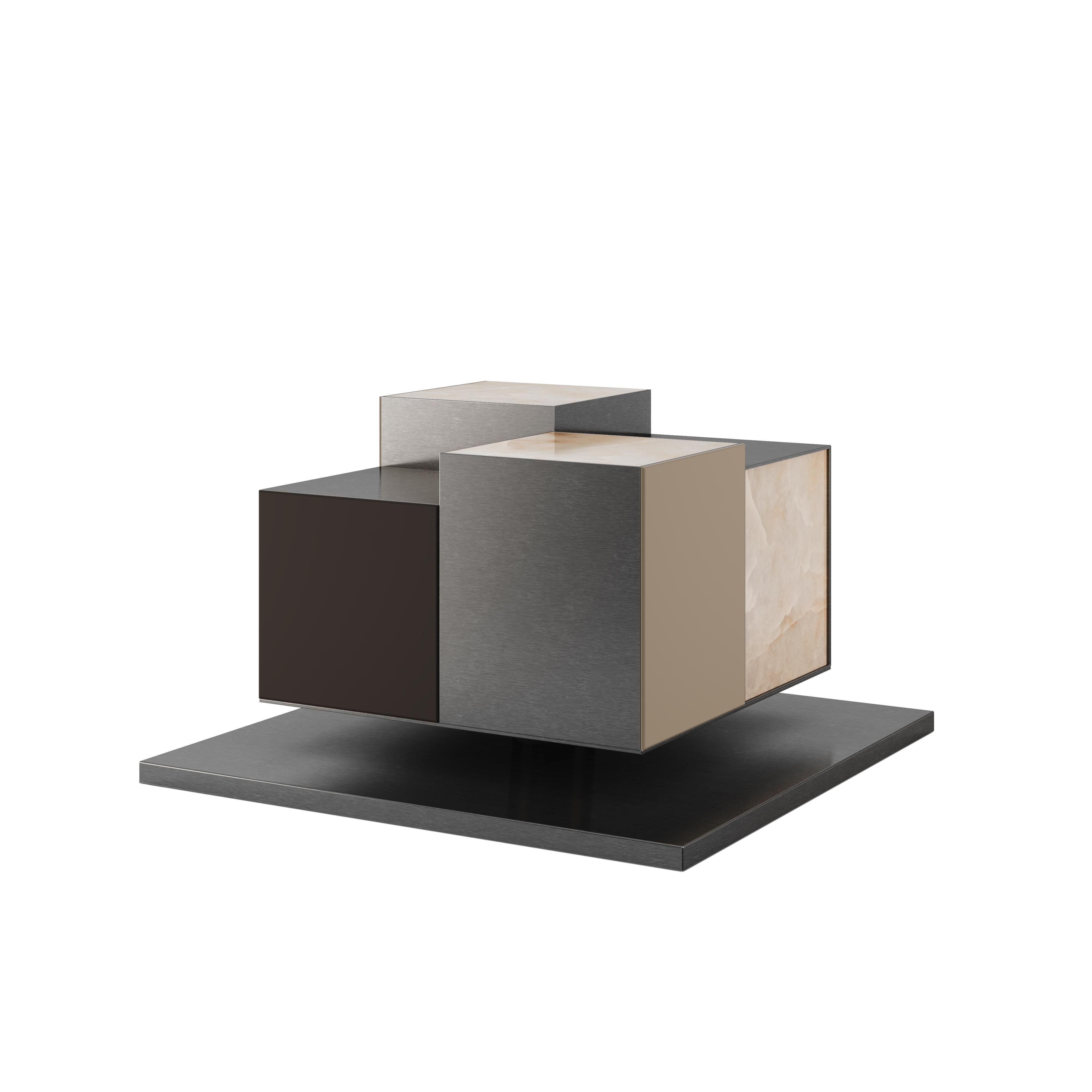 21st Hudson Side Table Illuminated Alabaster Steel  Made in Portugal by Porus im Zustand „Neu“ im Angebot in RIO TINTO, PT