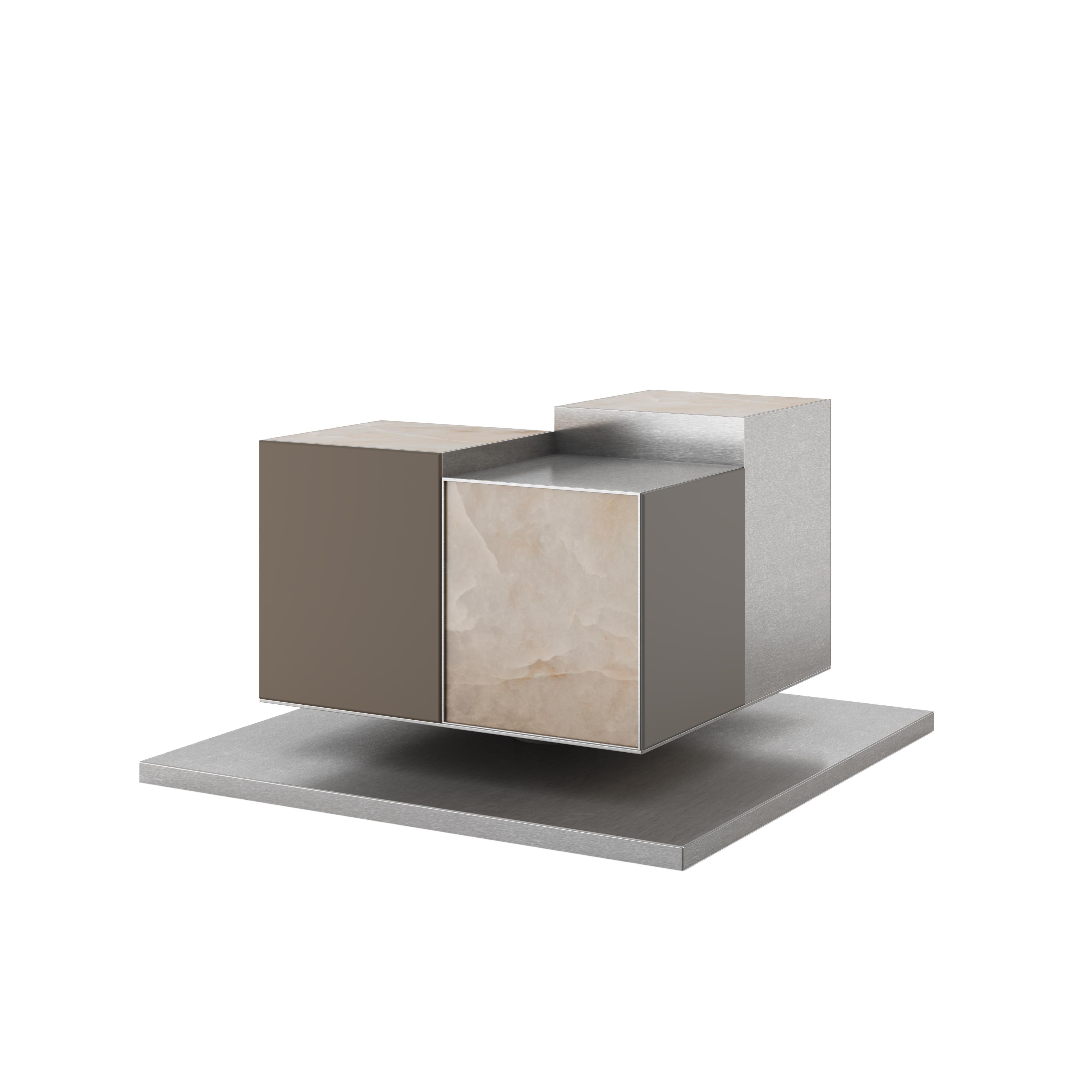 21st Hudson Side Table Illuminated Alabaster Steel  Made in Portugal by Porus (21. Jahrhundert und zeitgenössisch) im Angebot