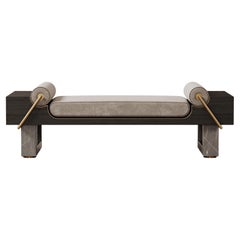 21st Kansas Bench Wood Marble Brass Made in Portugal by Porus Studio