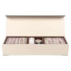 21st Mahjong Game Set in Walnut Wood and Leather Handmade in Italy