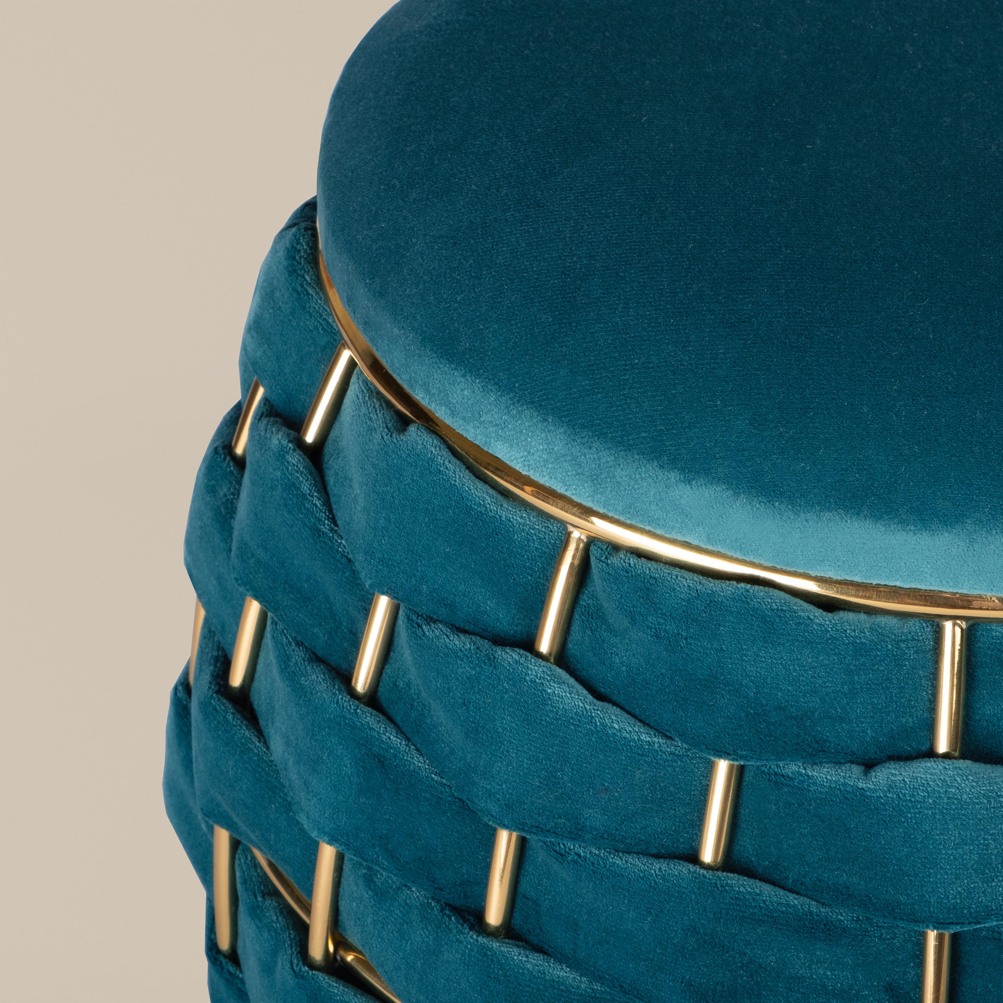 21st Mid-Century Modern Nico Stool Metal Cotton Velvet Made in Portugal by Ottiu For Sale 1