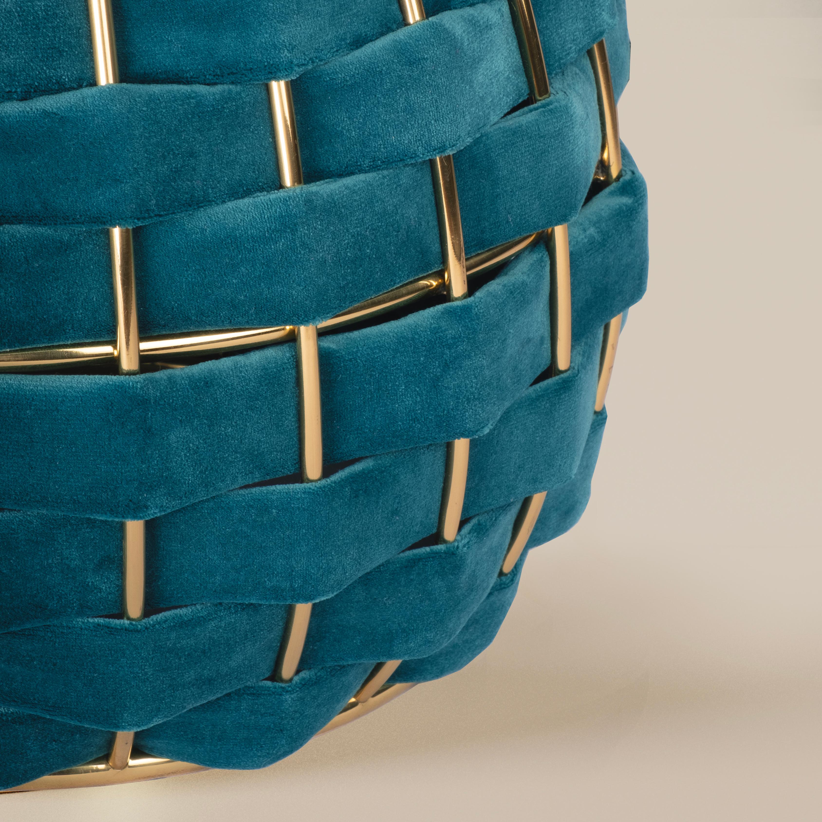 21st Mid-Century Modern Nico Stool Metal Cotton Velvet Made in Portugal by Ottiu For Sale 2