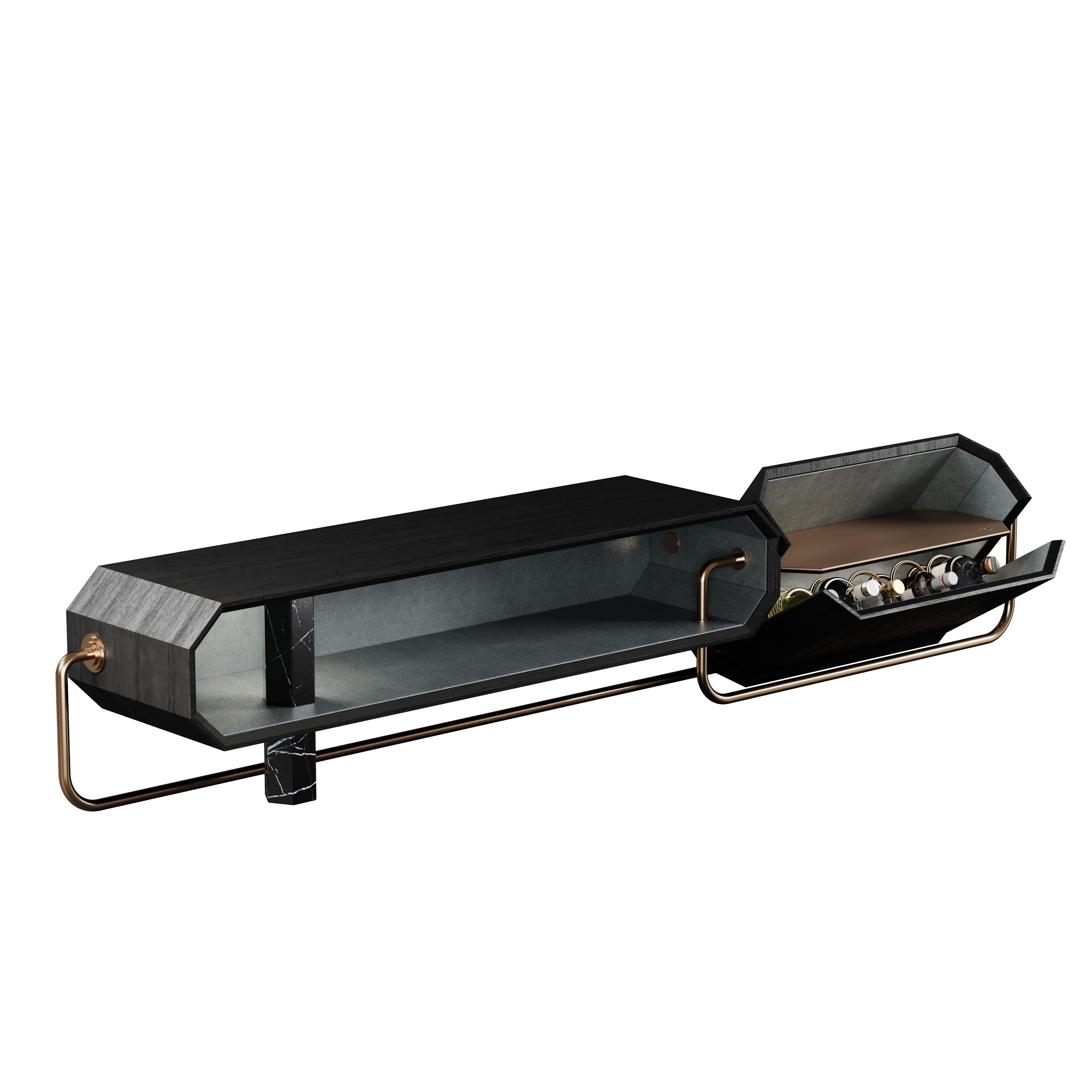 21° Mobile TV Orleans Wood Marble Brass Made in Portugal di Porus Studio A in vendita 2