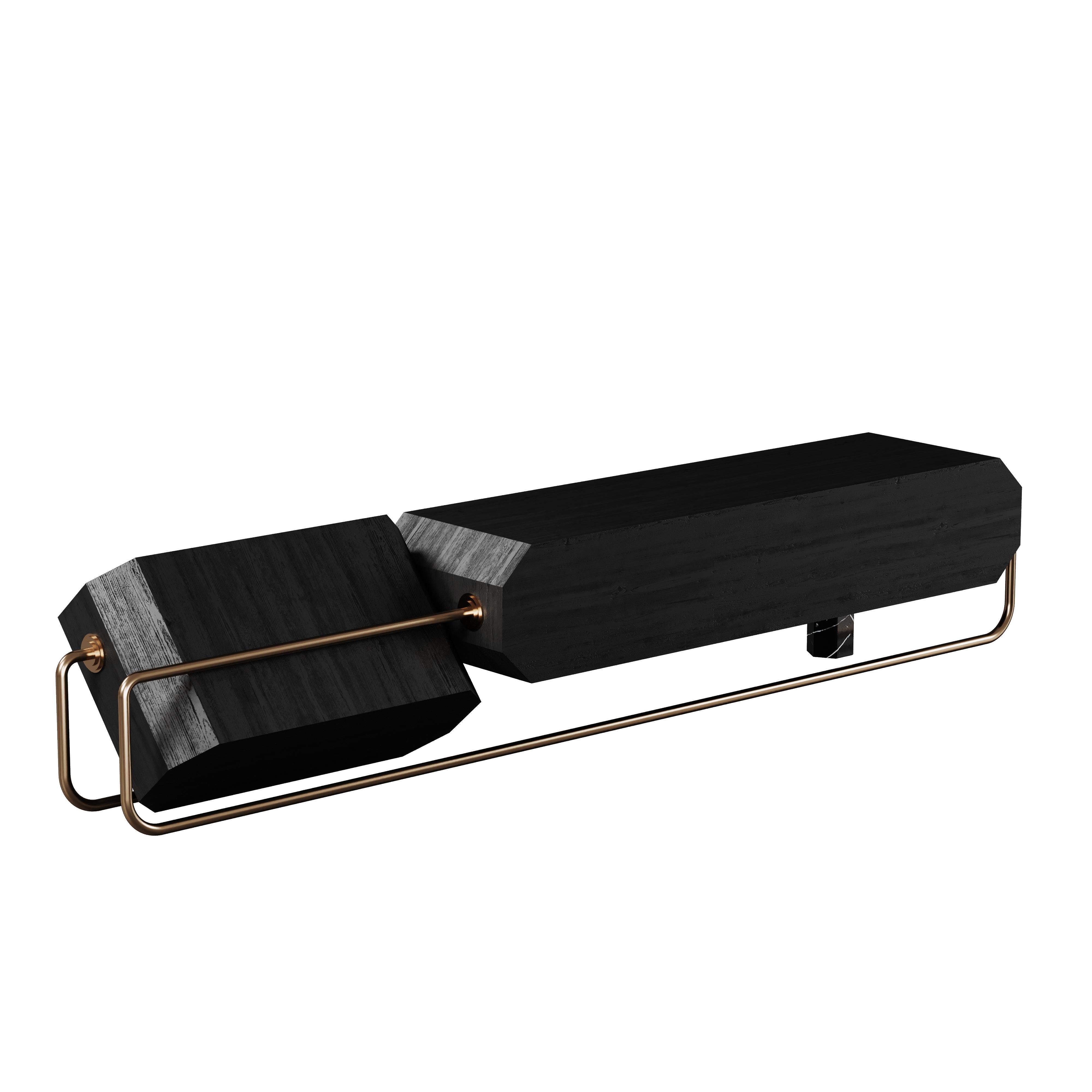 21° Mobile TV Orleans Wood Marble Brass Made in Portugal di Porus Studio A in vendita 3