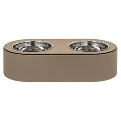 21st Pet Bowl Small en Wood Wood et cuir de veau