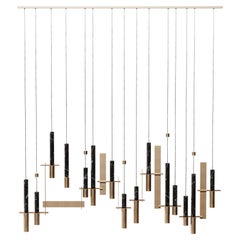 21st Portland Lampada a Sospensione in Ottone Spazzolato Nero Marquina