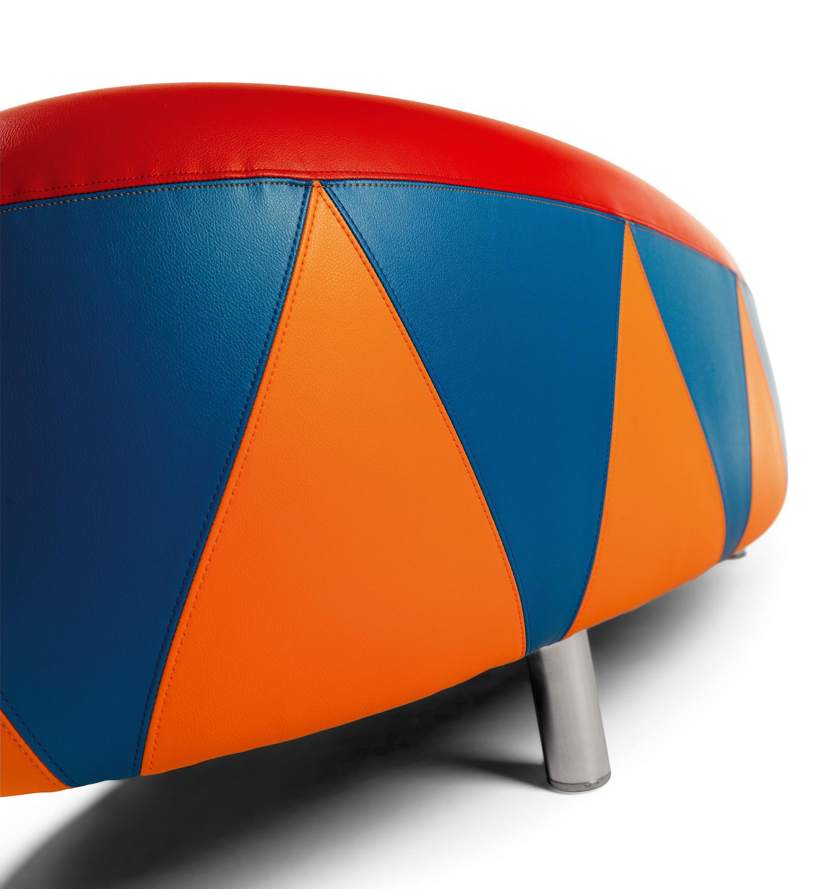 Post-Modern Pouf Eco-Leather Polychrome Design by Anna Gili Milan pouf made in Italy For Sale