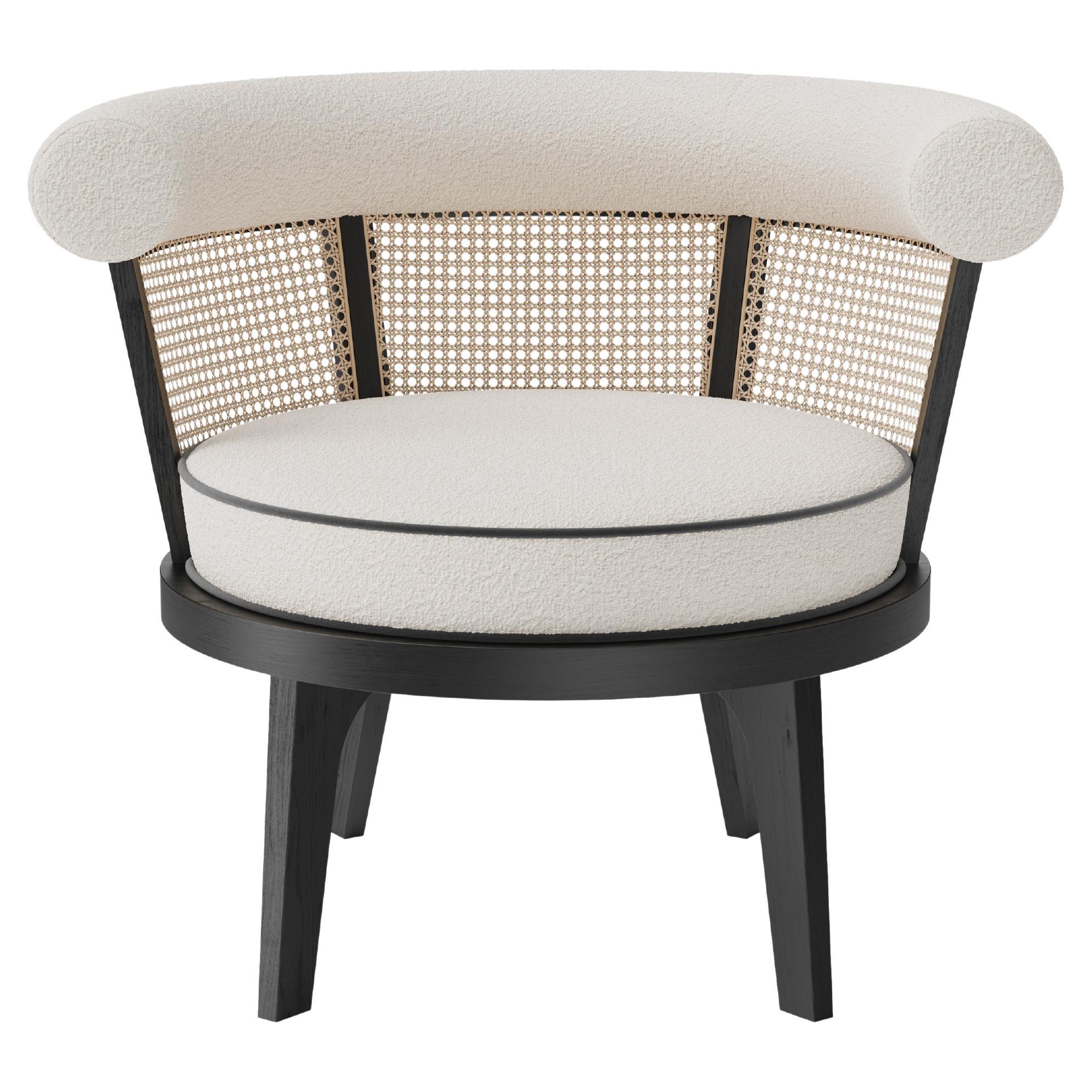 21° Poltrona George Wood in rattan e noce realizzata a mano in Portogallo dai sarti del legno