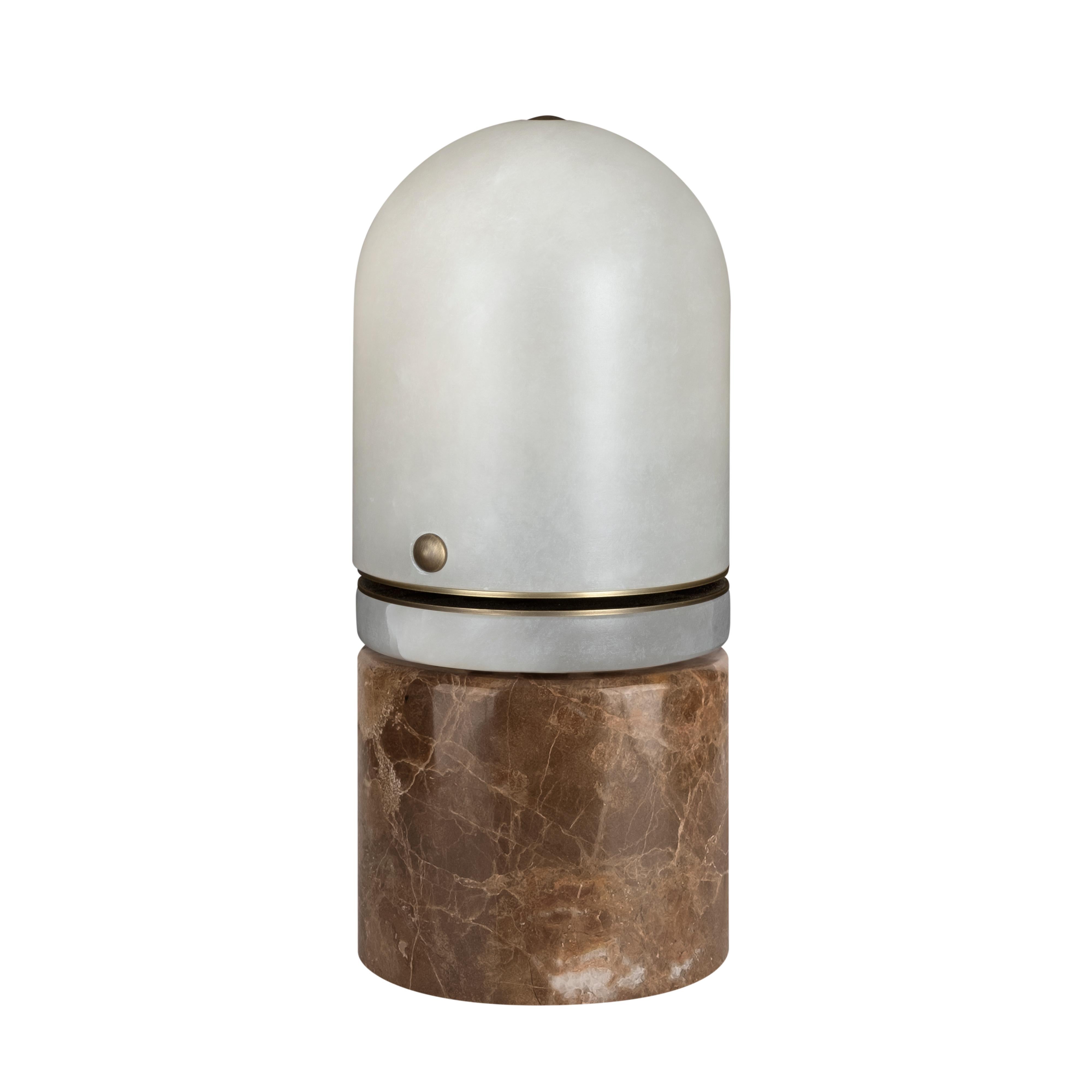 21. Russell-Tischlampe, Alabaster Emperador, handgefertigt in Portugal von Porus Studio (Portugiesisch) im Angebot