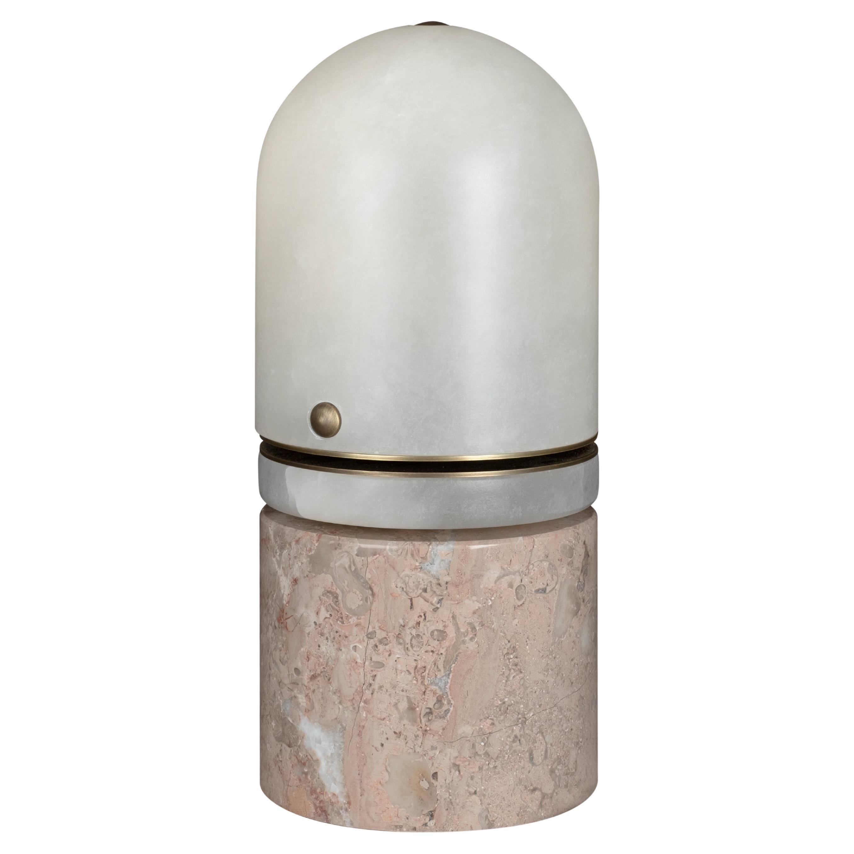21. Russell-Tischlampe, Alabaster Emperador, handgefertigt in Portugal von Porus Studio im Angebot