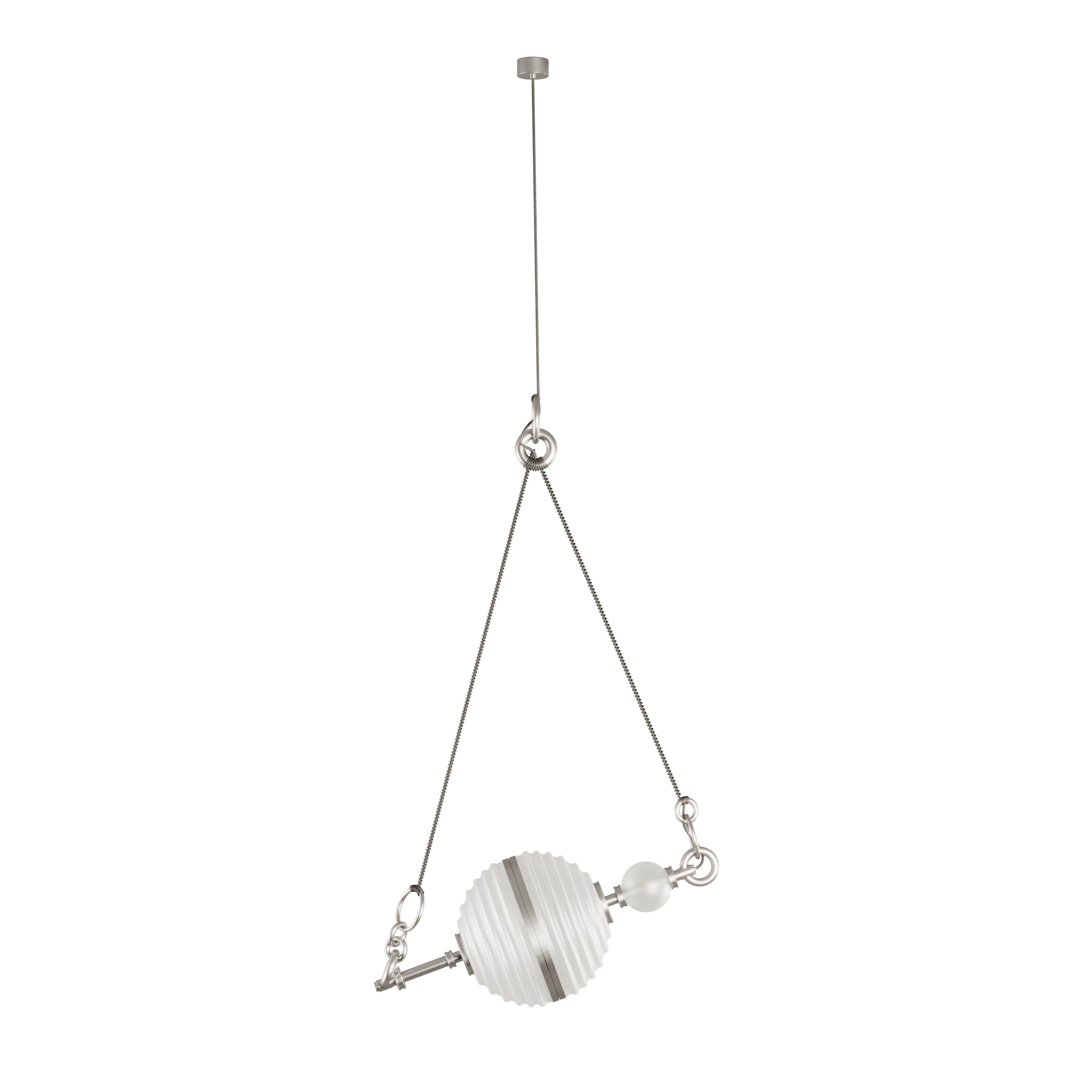 Lampada a sospensione 21st Saturn in ottone spazzolato e vetro Made in Portugal di Creativemary in vendita 2