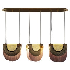 21st Seoul Suspension Lamp Silk Fringes Brass Made in Portugal by Creativemary