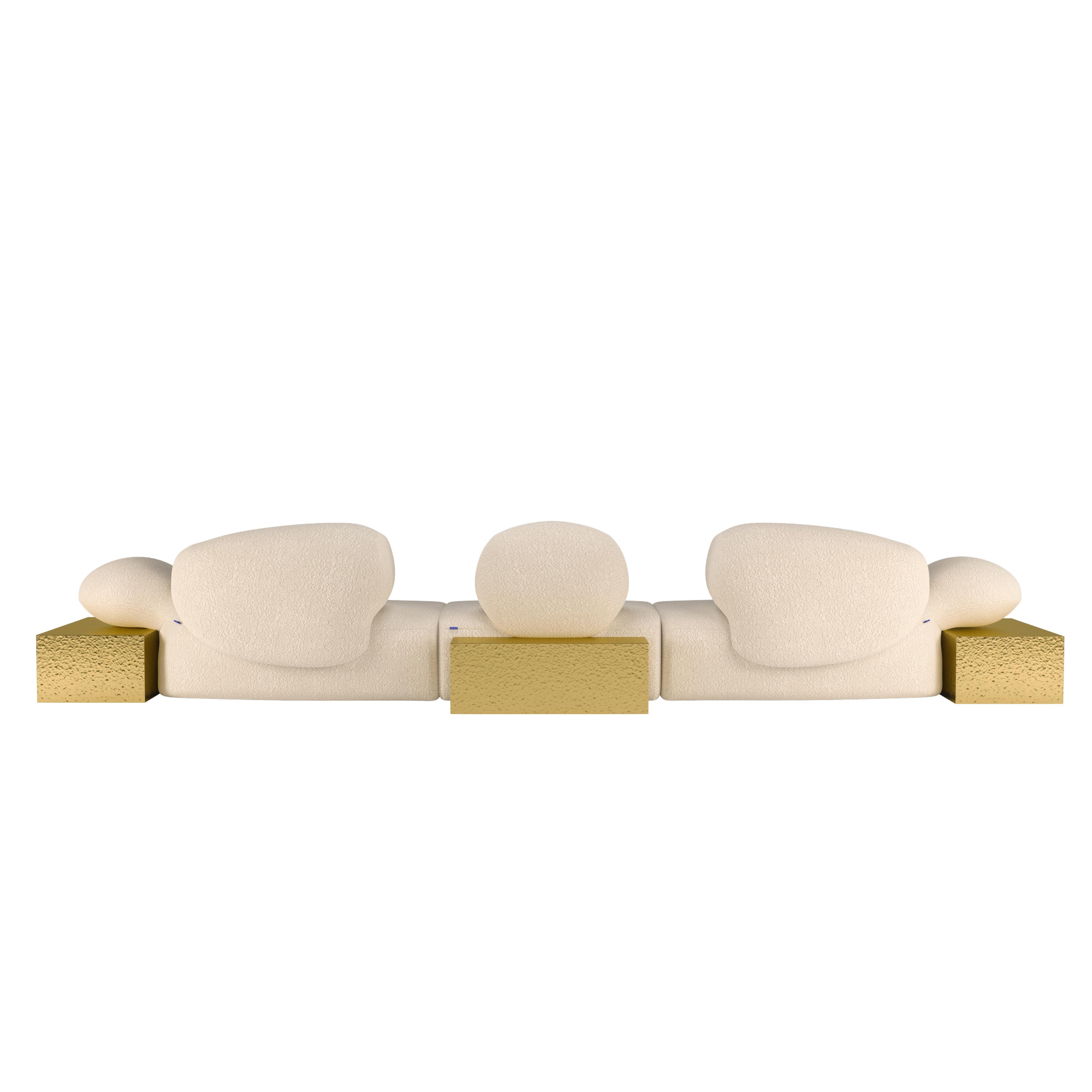 21st Viv Id II Sofa Metlted Hammered Brass and Bouclé For Sale 4