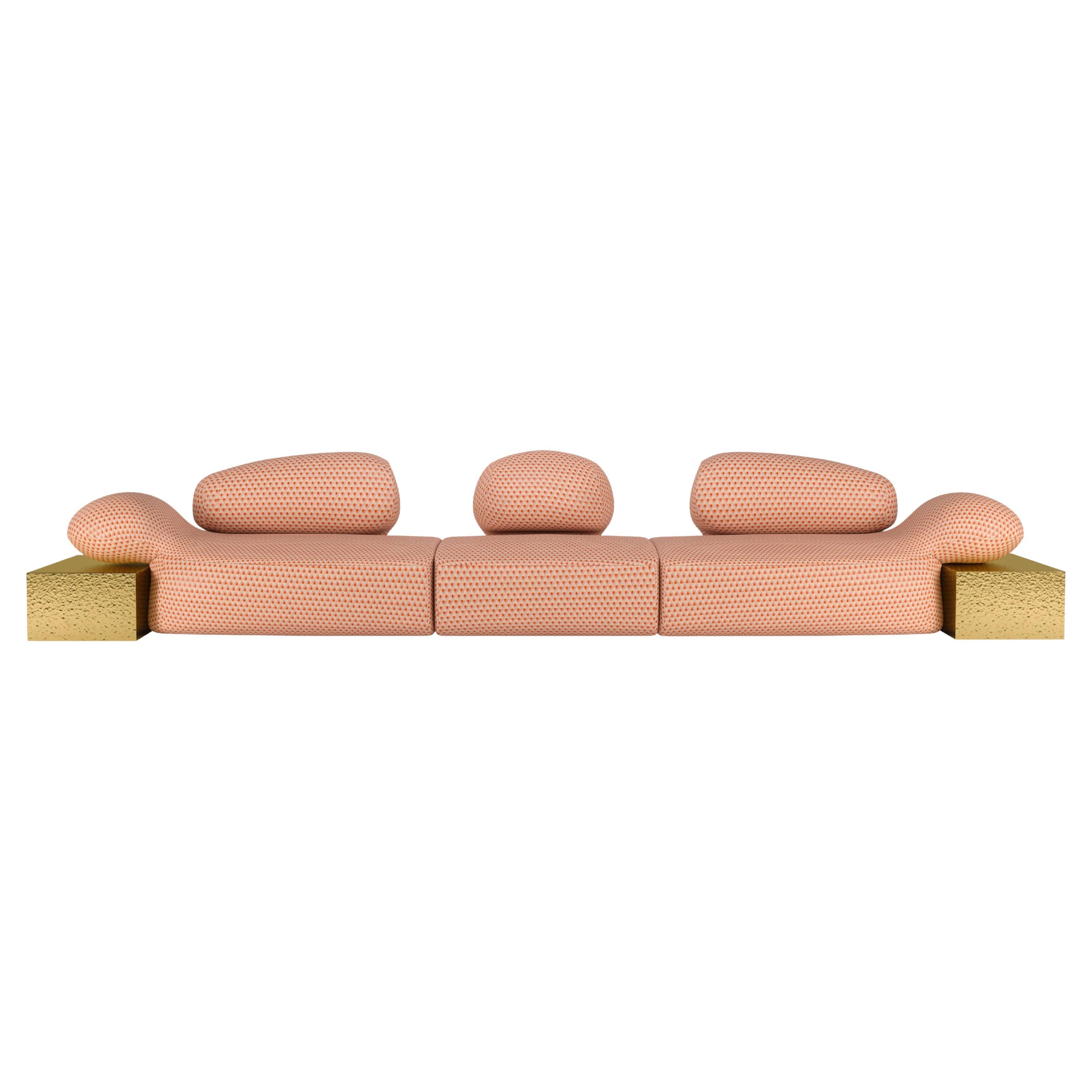 21st Viv Id II Sofa Metlted Hammered Brass Dedar Made in Portugal by Malabar