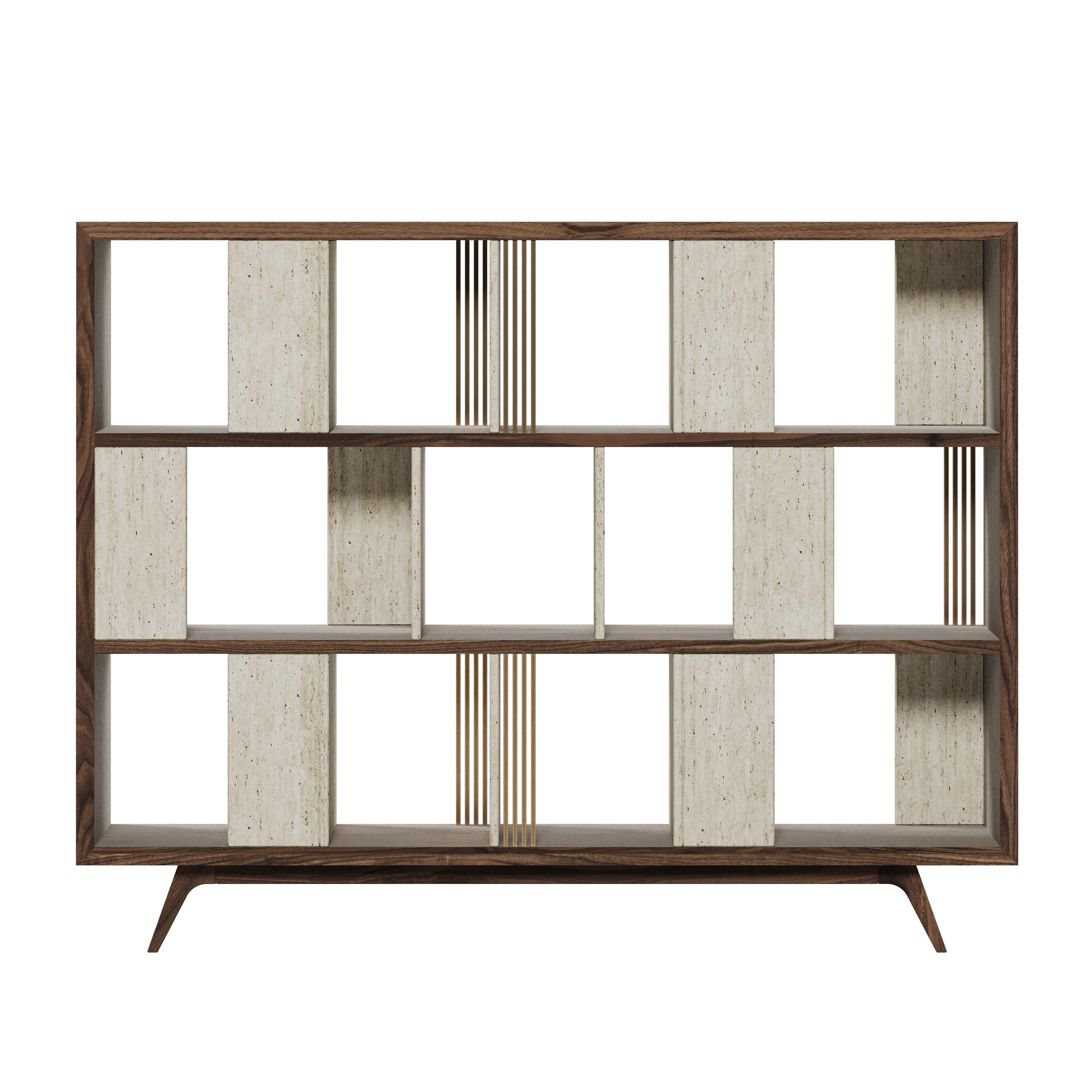 Noce 21° Libreria Wordsworth Legno Travertino Realizzata a mano in Portogallo da Wood Tailors in vendita