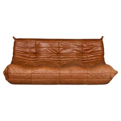 21stC Brown Leather "Togo" Three Seater Sofa By Michel Ducaroy For Ligne Roset