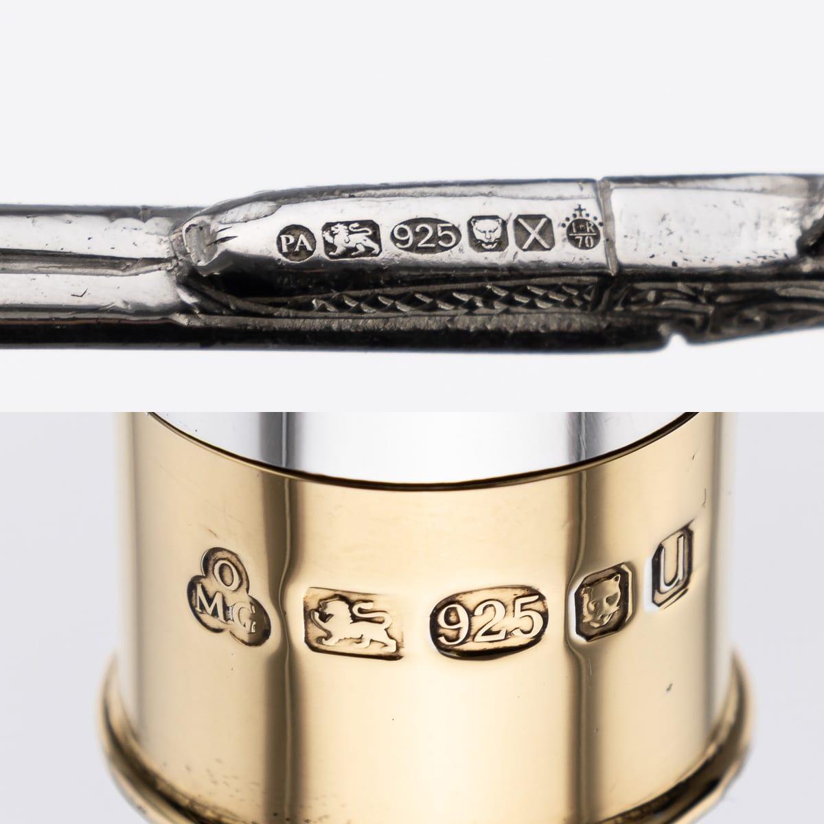 21stC English Novelty Set Of 10 Shotgun Shaped Solid Silver Butt Markers In Case For Sale 7