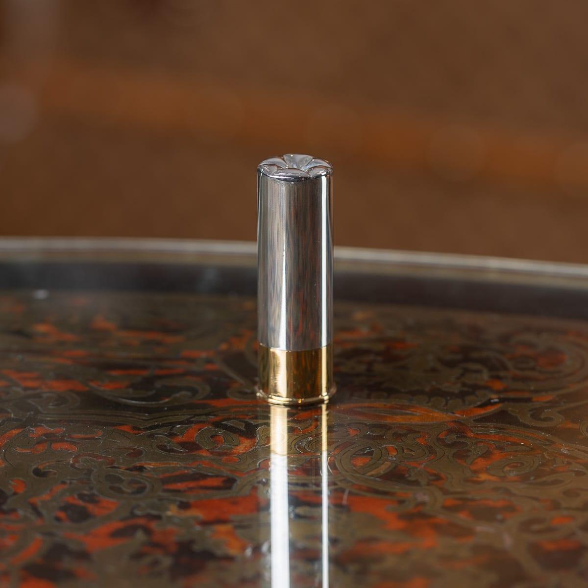 21st Century English solid silver novelty cased set of 10 butt markers, each marker imitating a double barrel shotgun. A perfect set to use by a group of friends before a shoot, engraved with numbers 1-10 to use as shooting butt marker, so that each