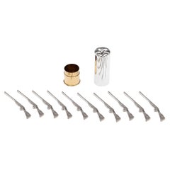 21stC English Novelty Set Of 10 Shotgun Shaped Solid Silver Butt Markers In Case 21stC English Novelty Set Of 10 Shotgun Shaped Solid Silver Butt Markers In Case