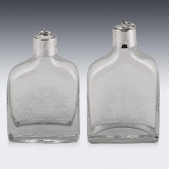 21stC English Solid Silver Mounted Glass Decanters With Heraldic Engraving c2007
