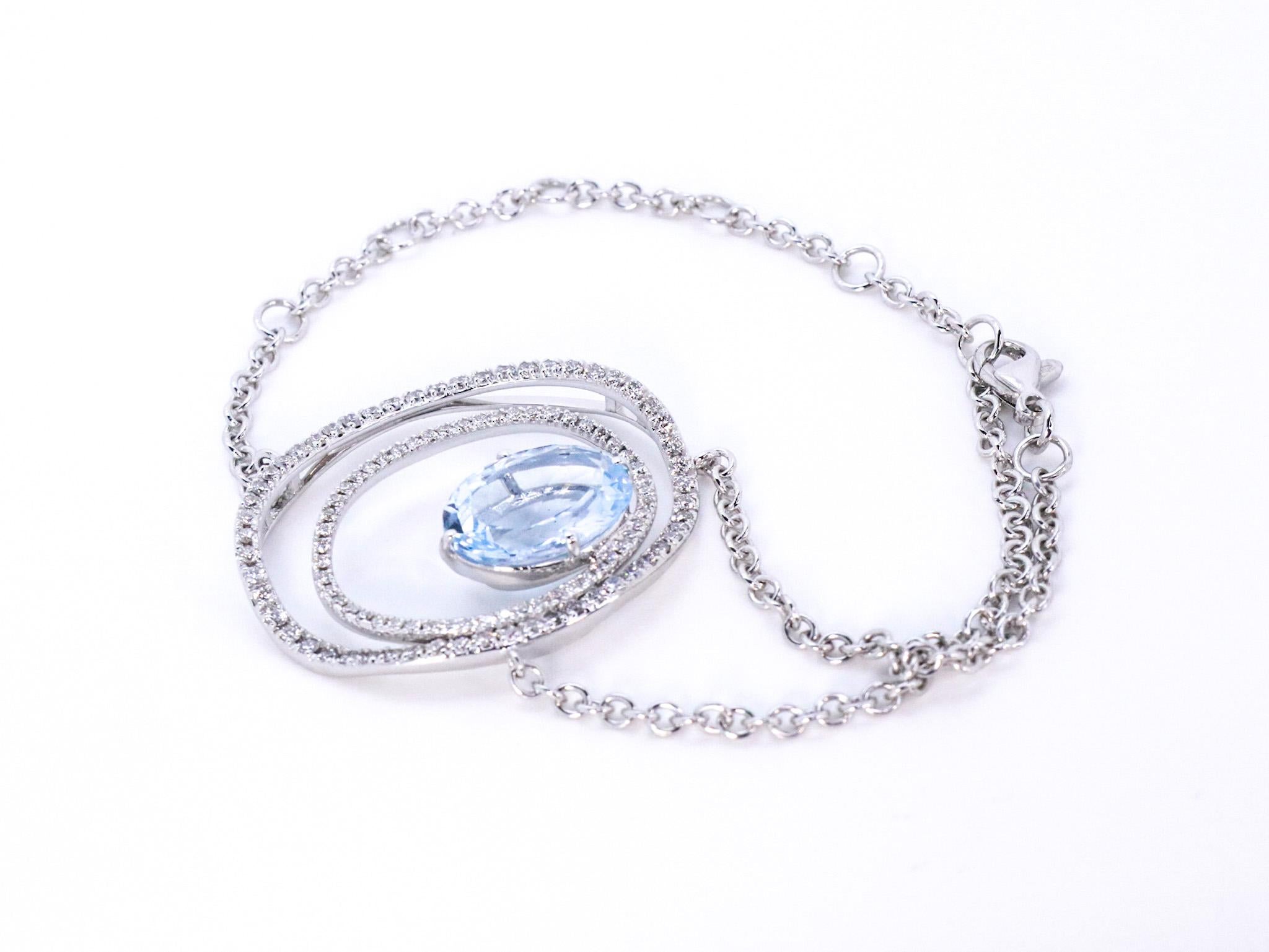 Beatrice Barzaghi Diamant aigue-marine de 5 carats  Bracelet Cosmic à fermoir unique en or en vente 1