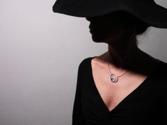 18K Gold Made in Italy Aquamarine Diamond Asymmetrical Cosmic Empowering Pendant